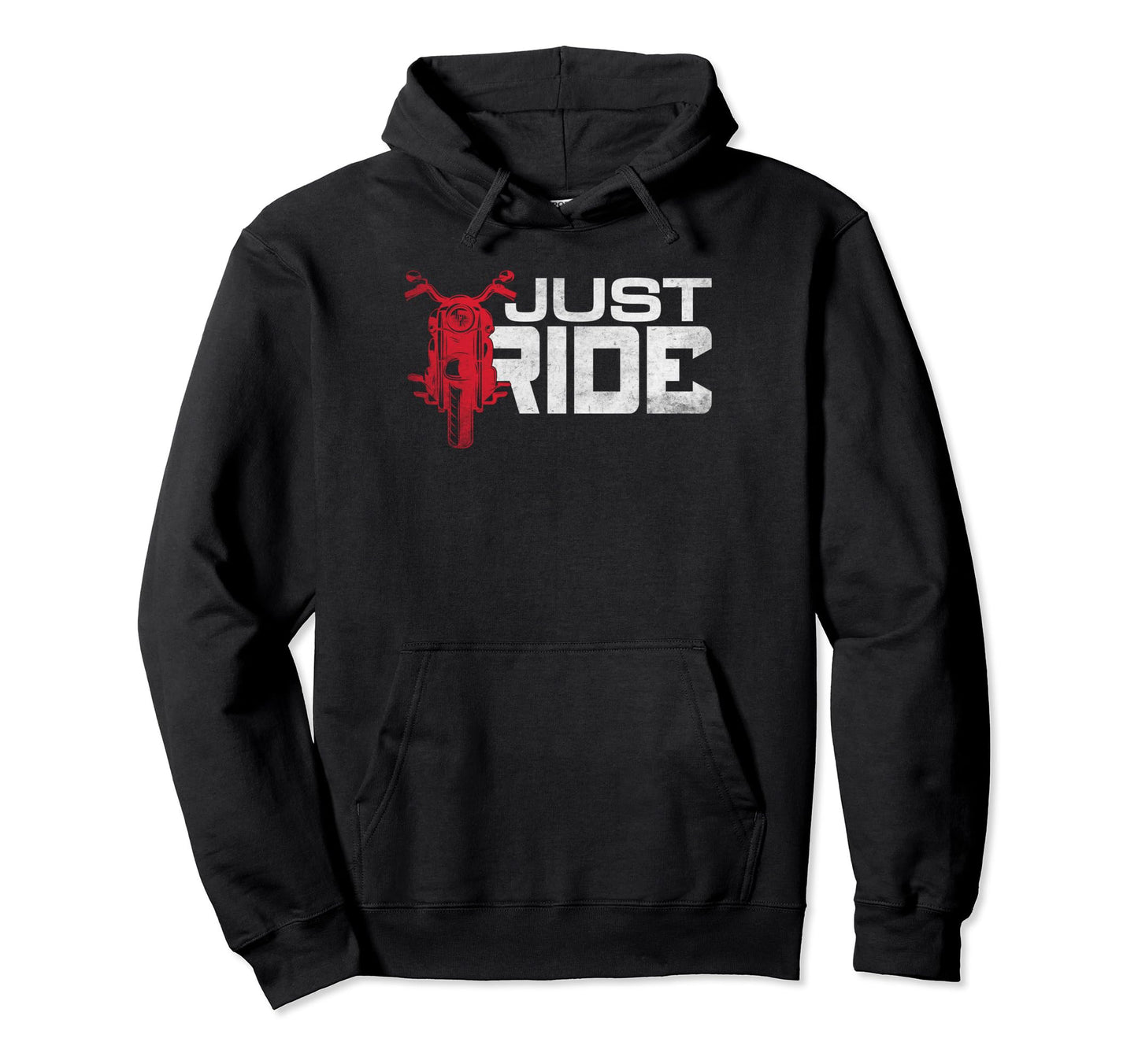 Distressed Just Ride Motorcycle Biker Hoodie - Minimalist Print Men Women - T-Shirt, Sweatshirt, Hoodie