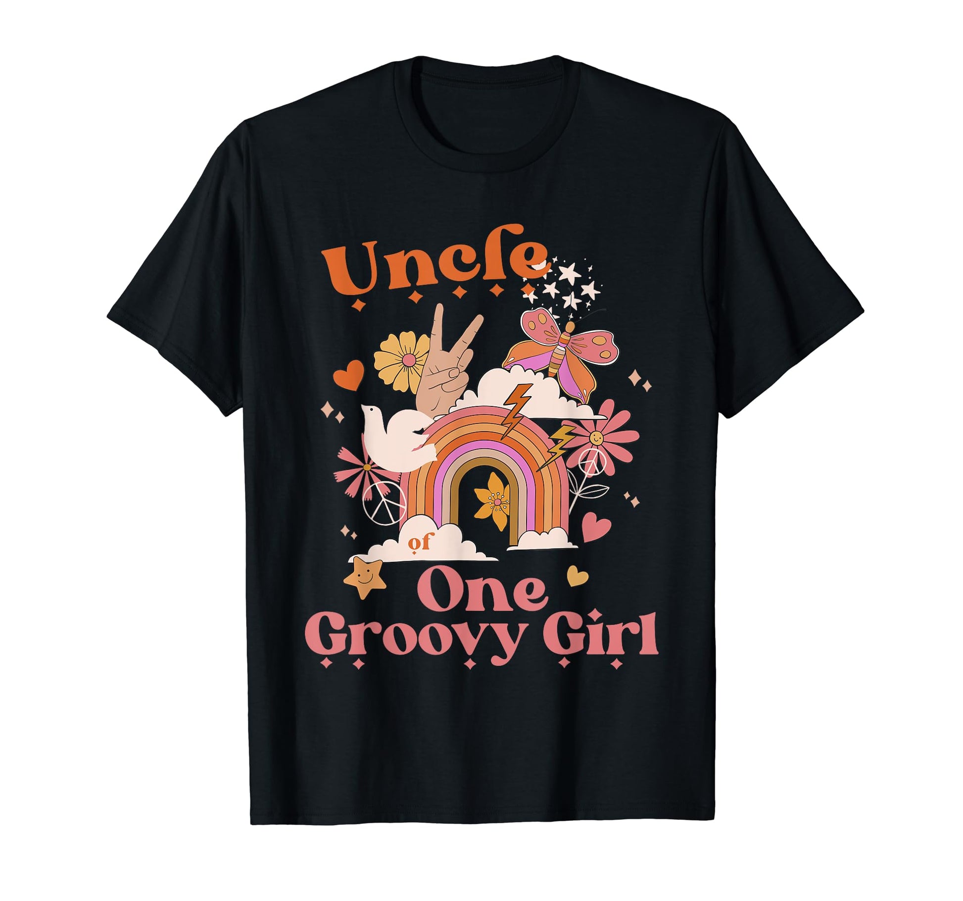 Uncle One Groovy Boho Hippie Rainbow Peace T-Shirt - Trendy Graphic Unisex - T-Shirt, Sweatshirt, Hoodie