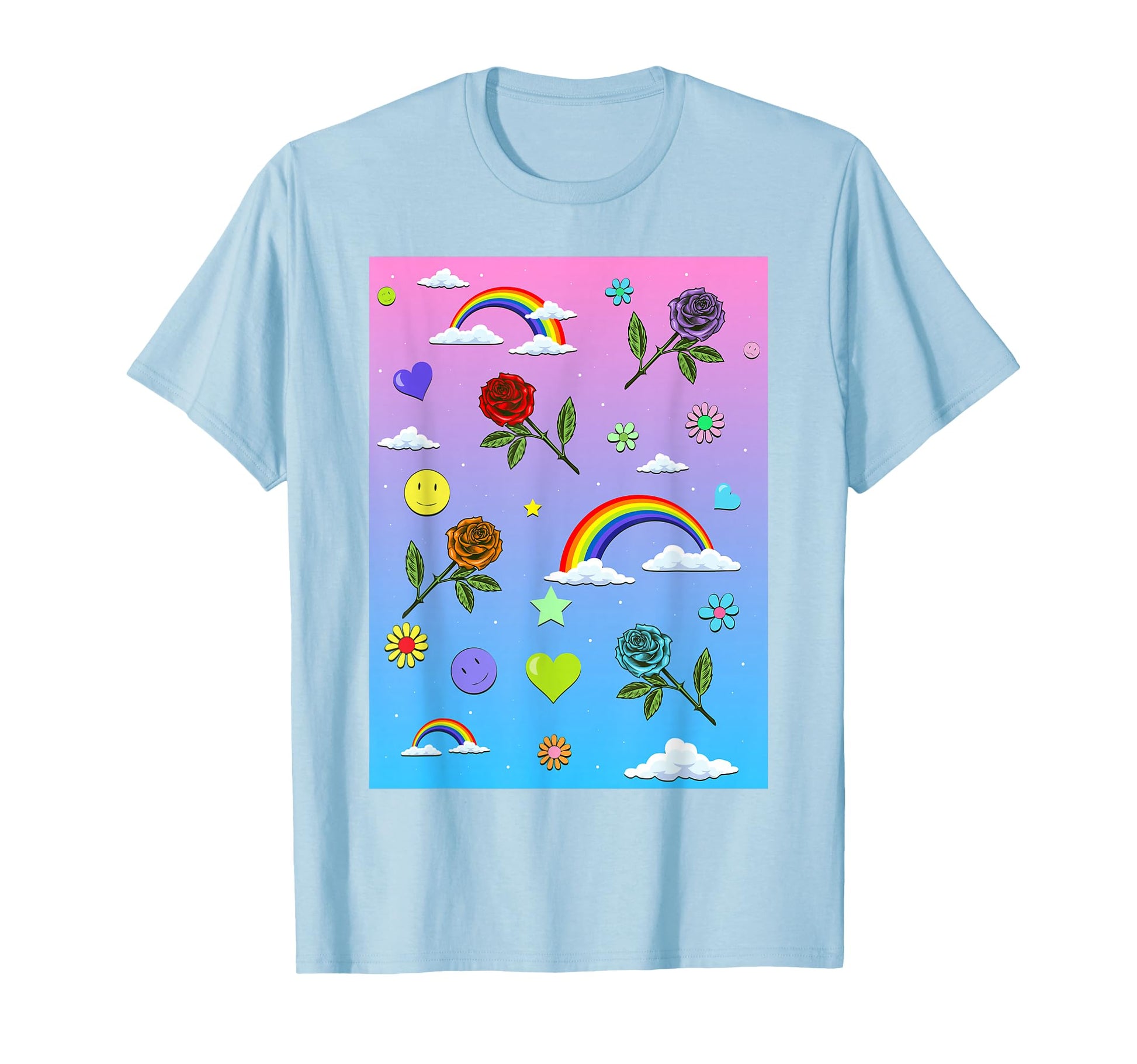 Kidcore Aesthetic Roses Rainbow And T-Shirt - Graphic Print for Adults - T-Shirt, Sweatshirt, Hoodie