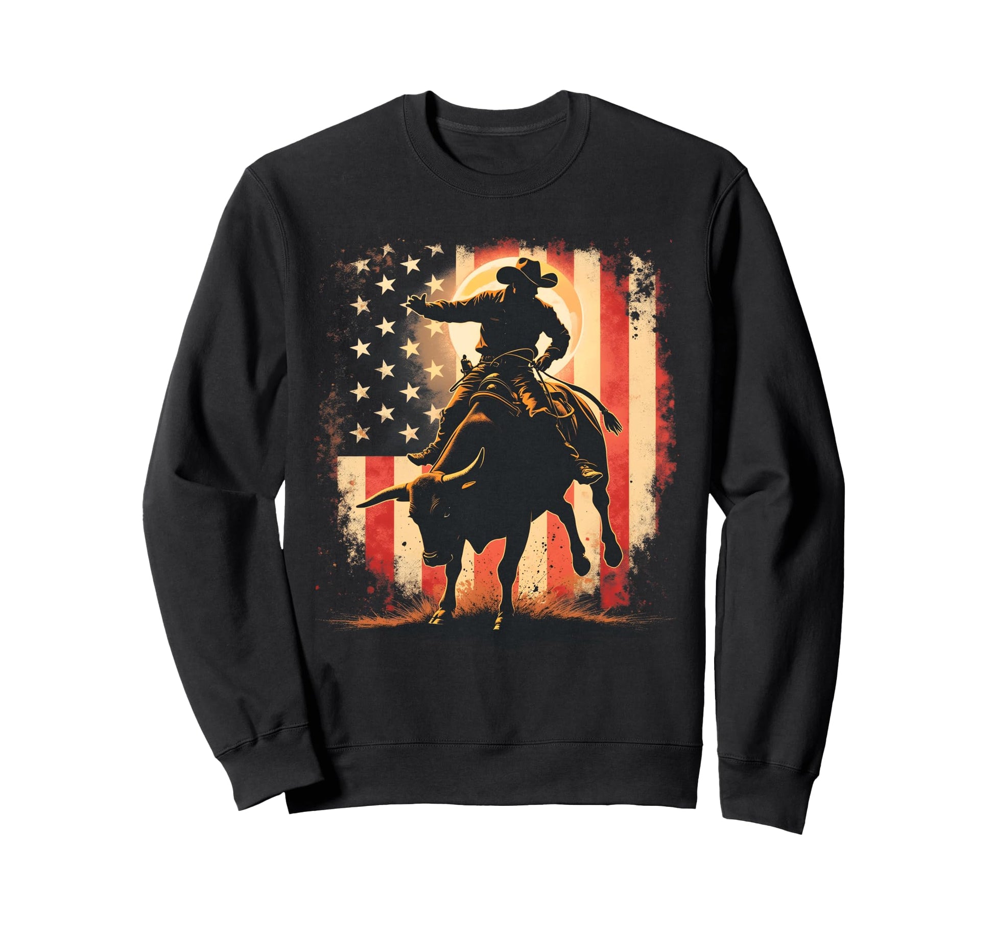 Patriotic Rodeo Bull Rider Cowboy Sweatshirt - Trendy Graphic for Adults - T-Shirt, Sweatshirt, Hoodie