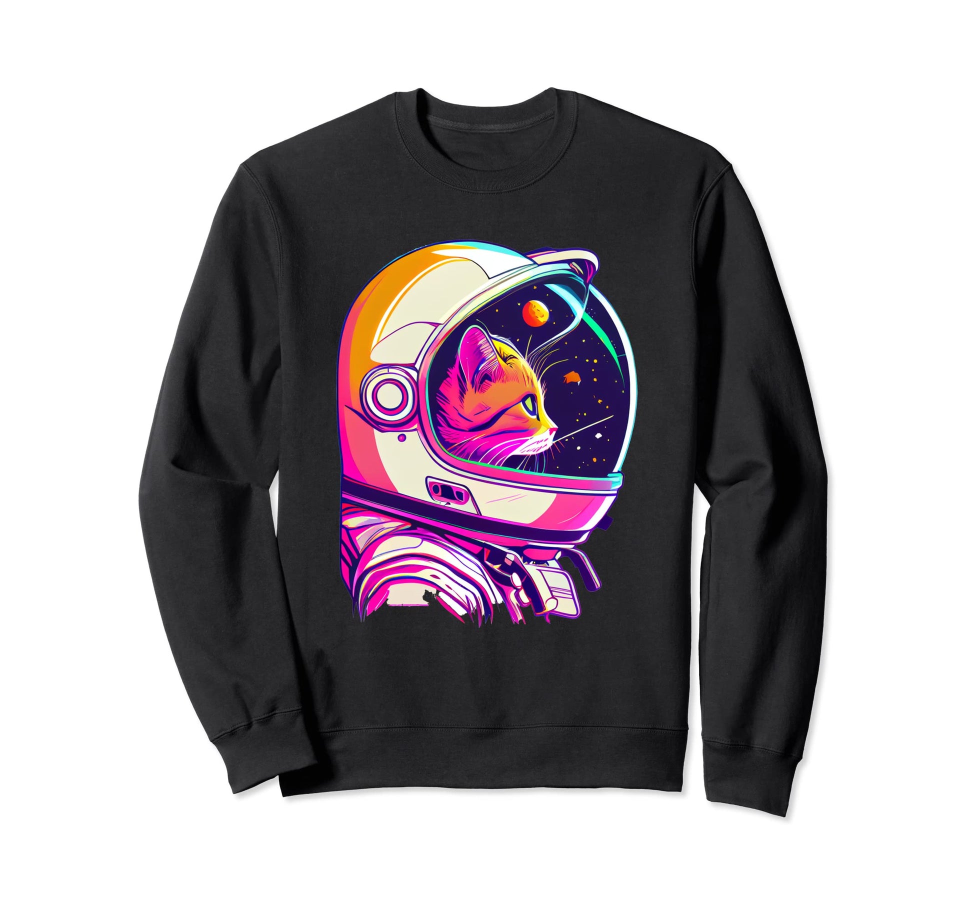 Aesthetic Vaporwave Space Cat 80S Sweatshirt - Aesthetic Graphic Men Women - T-Shirt, Sweatshirt, Hoodie