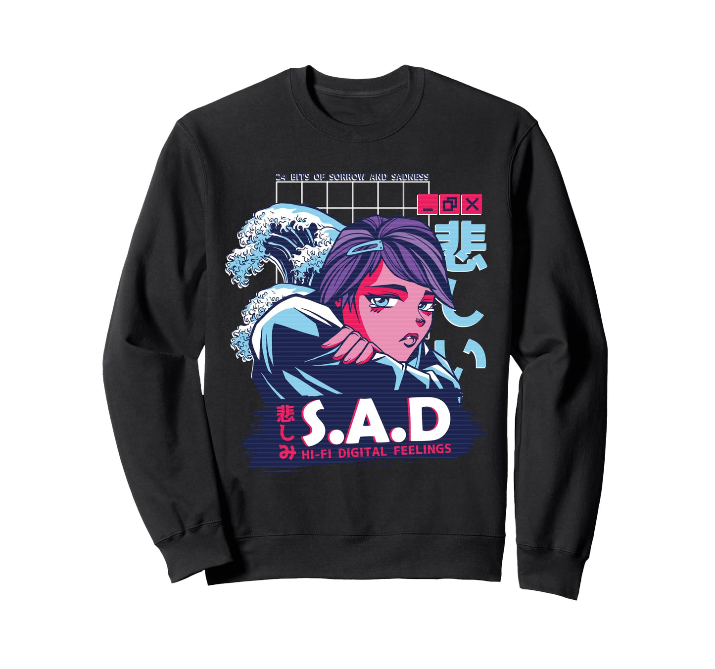 24 Bits Sorrow And Sadness Anime Sweatshirt - Minimalist Print Men Women - T-Shirt, Sweatshirt, Hoodie