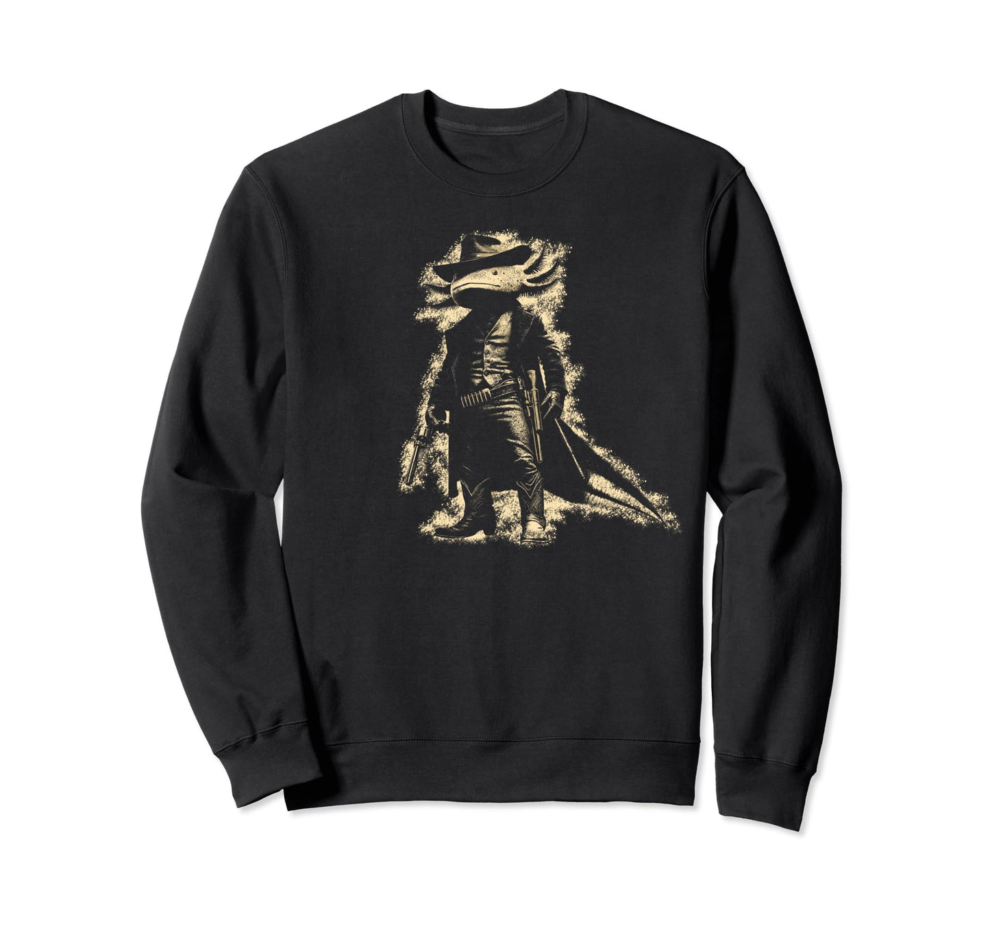 Western Outlaw Axolotl Gunslinger Sweatshirt - Graphic Print Men Women - T-Shirt, Sweatshirt, Hoodie
