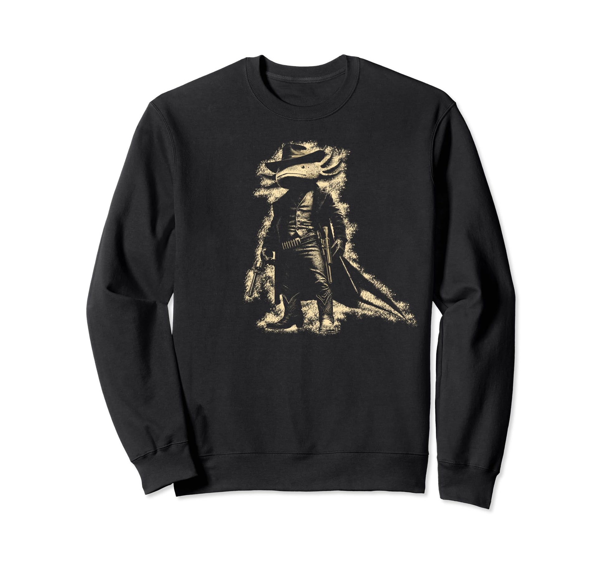 Western Outlaw Axolotl Gunslinger Sweatshirt - Graphic Print Men Women - T-Shirt, Sweatshirt, Hoodie