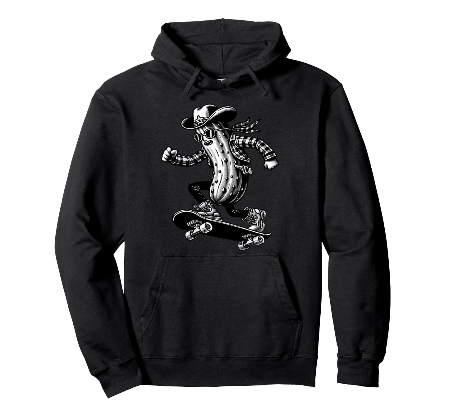 Pickle Skateboard Cowboy Meme Funny Hoodie - Streetwear Style for Adults - T-Shirt, Sweatshirt, Hoodie