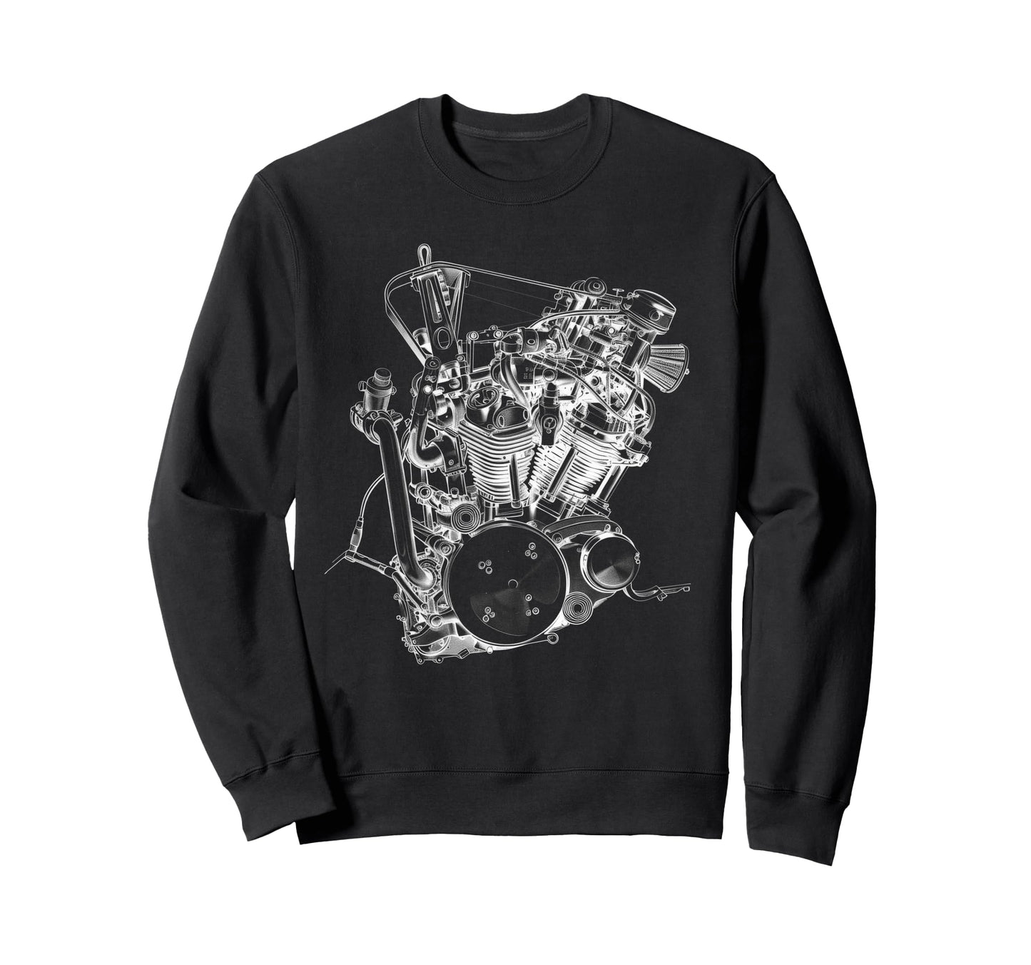 Motorcycle Engine Blueprint Diagram Sweatshirt - Minimalist Print Unisex - T-Shirt, Sweatshirt, Hoodie