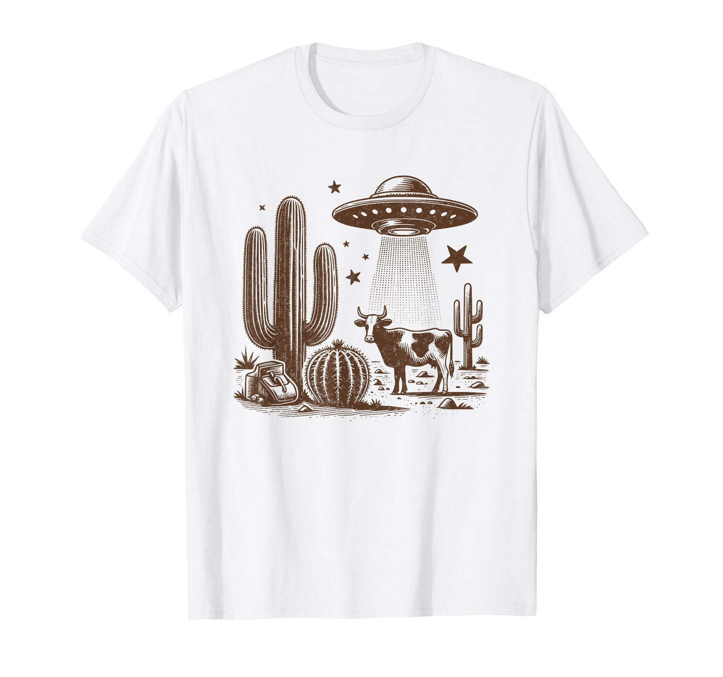 Desert Cow 90S Western Ufo Cowboy Cow T-Shirt - Fun Novelty Design Unisex - T-Shirt, Sweatshirt, Hoodie