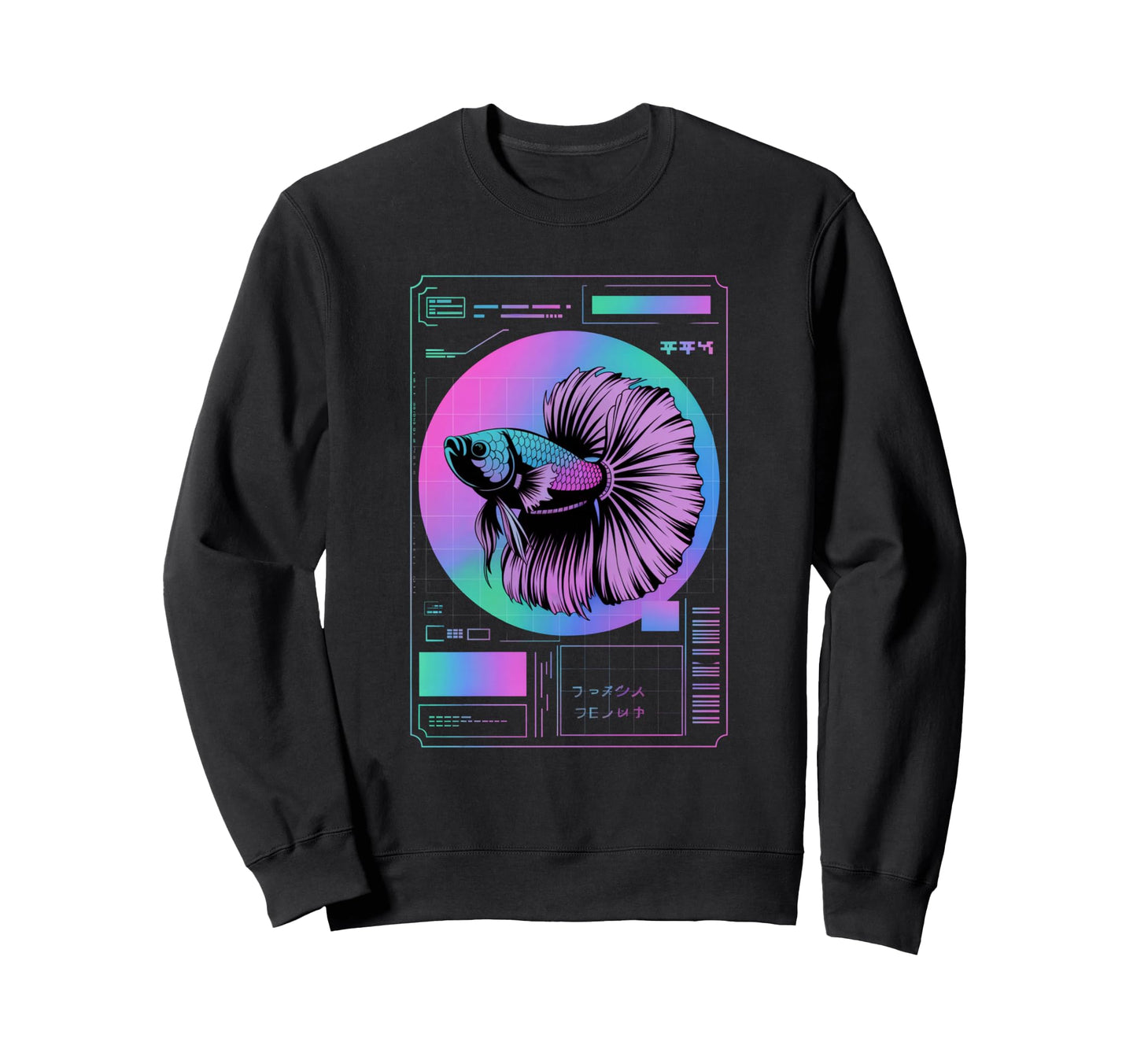 Cyberpunk Aquarium Halfmoon Betta Fish Sweatshirt - Graphic Print Unisex - T-Shirt, Sweatshirt, Hoodie