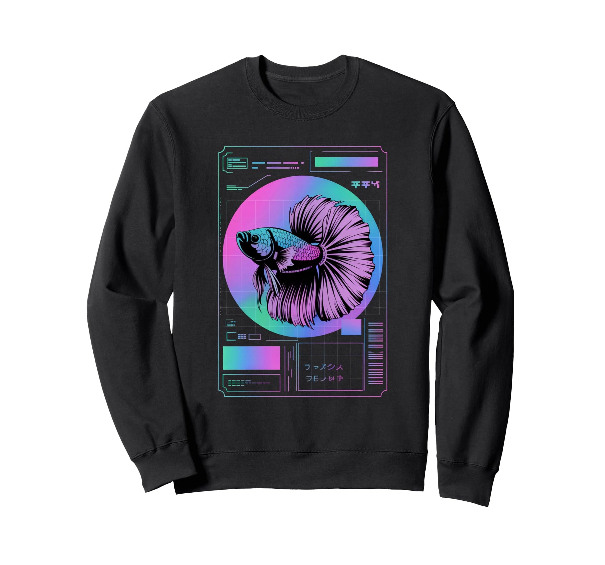 Cyberpunk Aquarium Halfmoon Betta Fish Sweatshirt - Graphic Print Unisex - T-Shirt, Sweatshirt, Hoodie