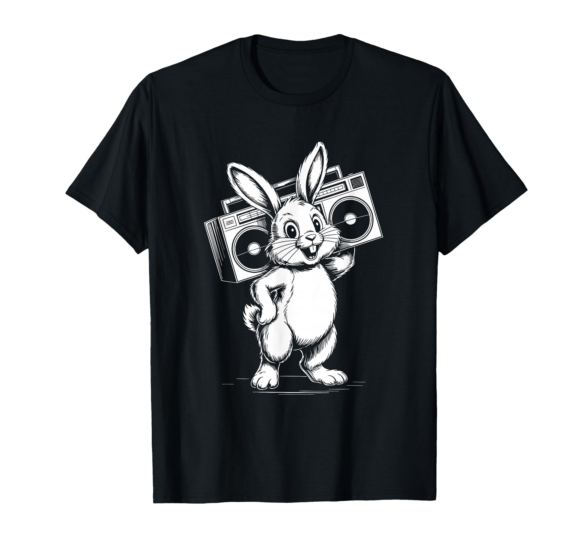 Funny Bunny Boombox Music Lover T-Shirt - Unique Graphic for Adults - T-Shirt, Sweatshirt, Hoodie