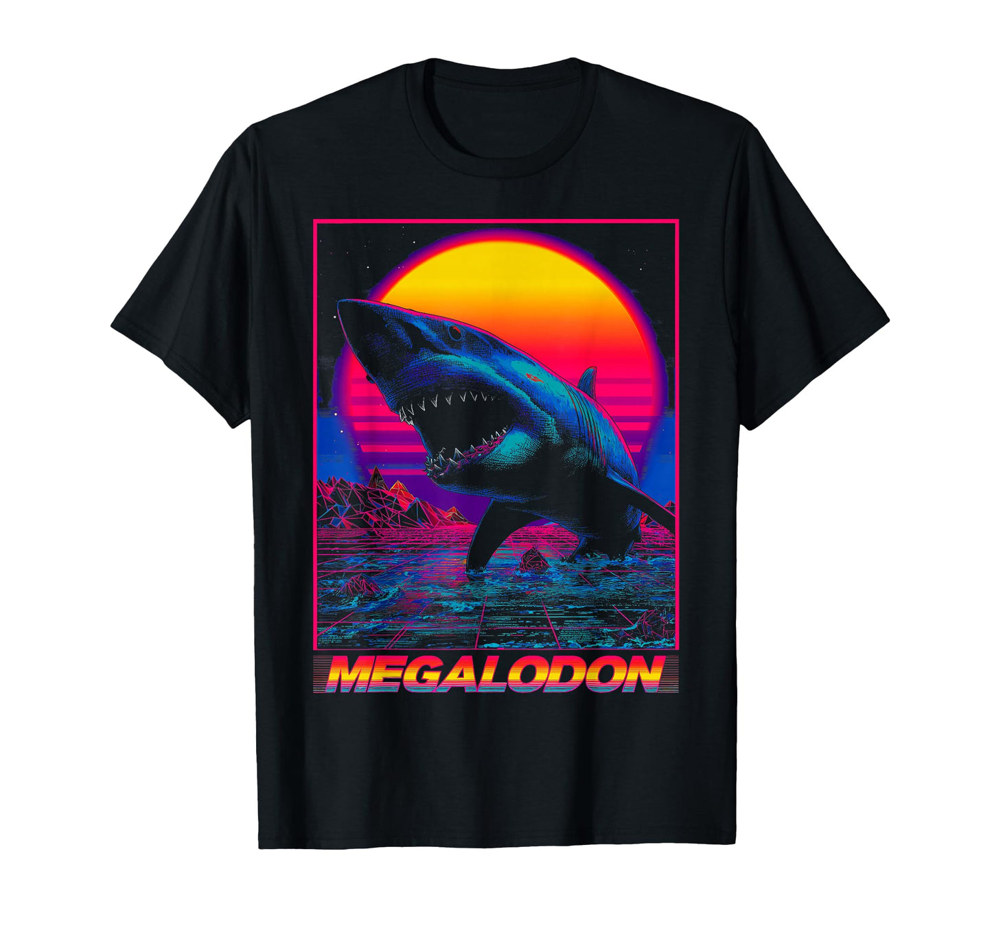 Megalodon Shark Ocean Vaporwave T-Shirt - Aesthetic Graphic Unisex - T-Shirt, Sweatshirt, Hoodie