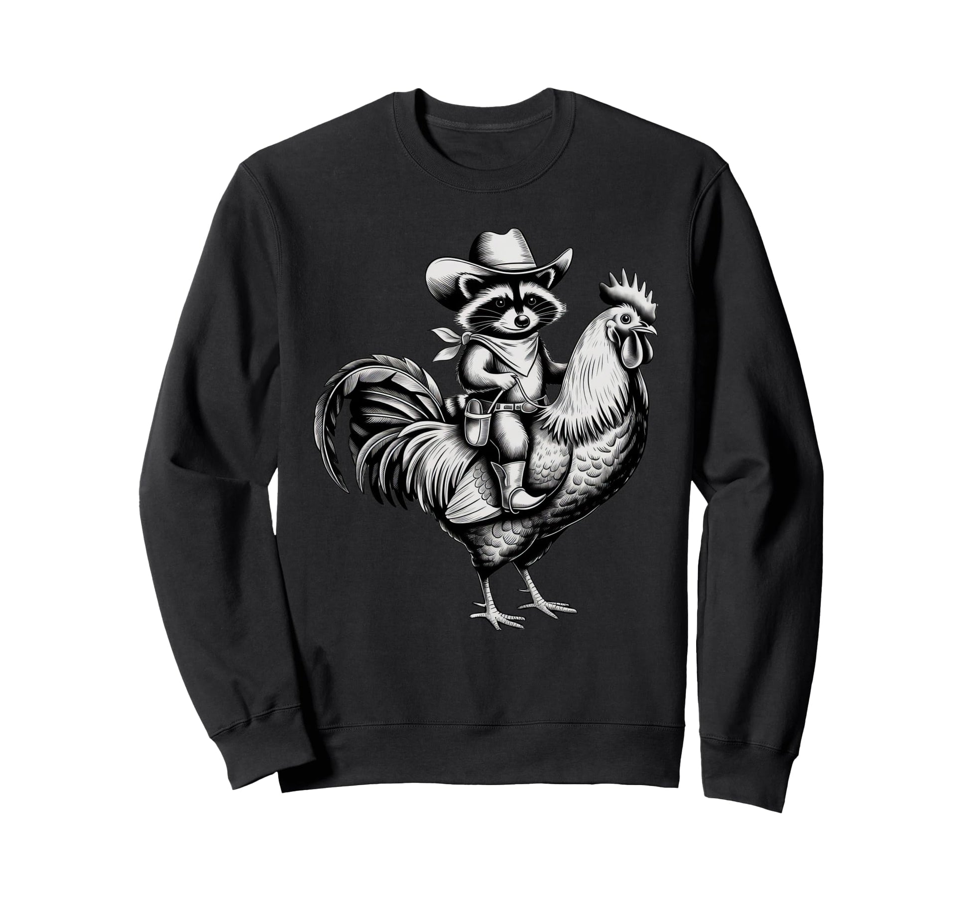Funny Cowboy Raccoon Chicken Sweatshirt - Aesthetic Graphic Men Women - T-Shirt, Sweatshirt, Hoodie