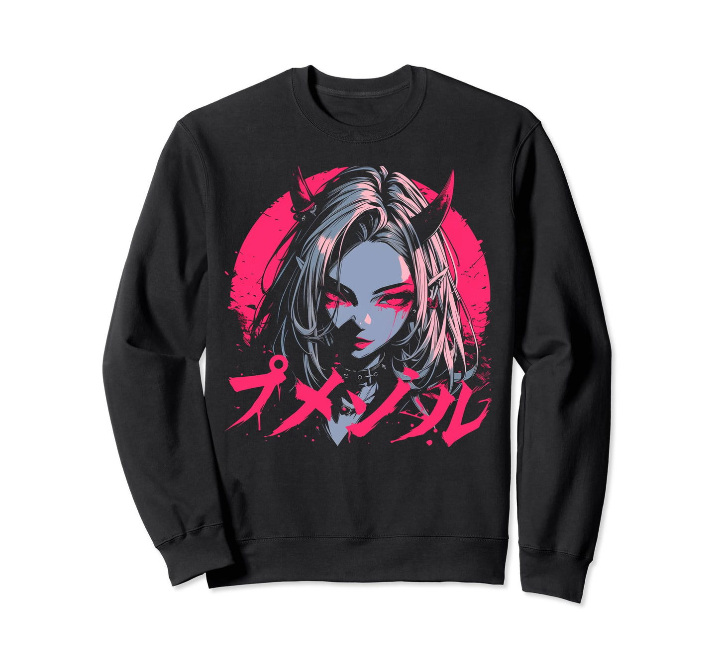 Goth Grunge Demon Anime Waifu Sweatshirt - Streetwear Style for Adults - T-Shirt, Sweatshirt, Hoodie
