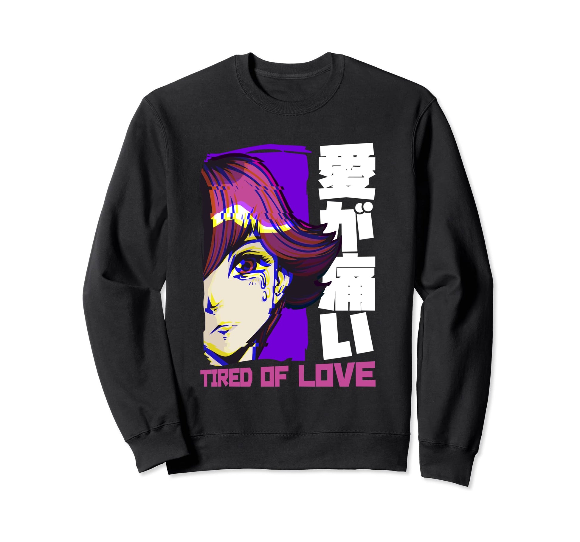 Japanese Vaporwave E Tired Love Sweatshirt - Aesthetic Graphic for Adults - T-Shirt, Sweatshirt, Hoodie
