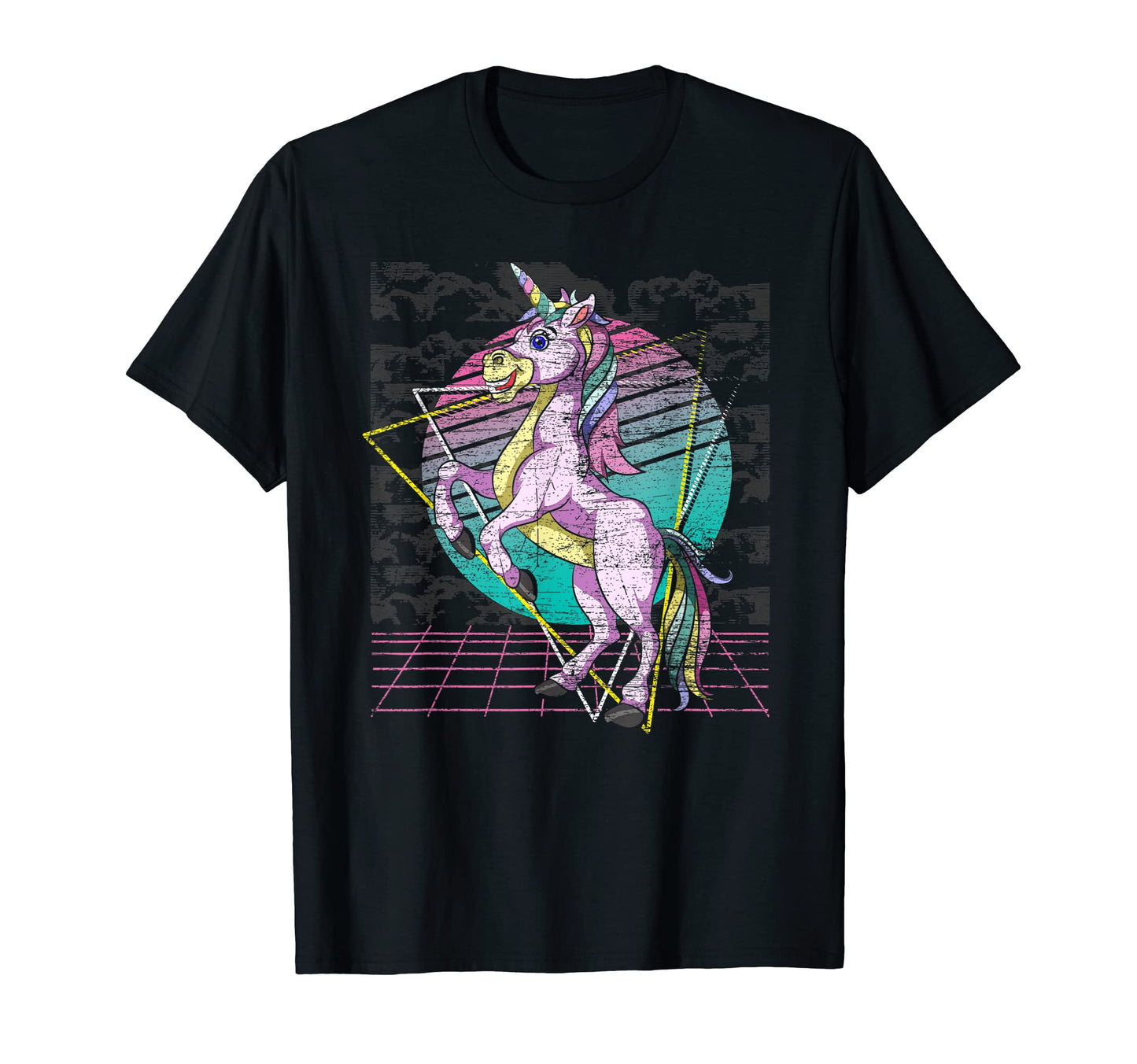 Synthwave 80S Art Magical Unicorn T-Shirt - Custom Art Print Men Women - T-Shirt, Sweatshirt, Hoodie
