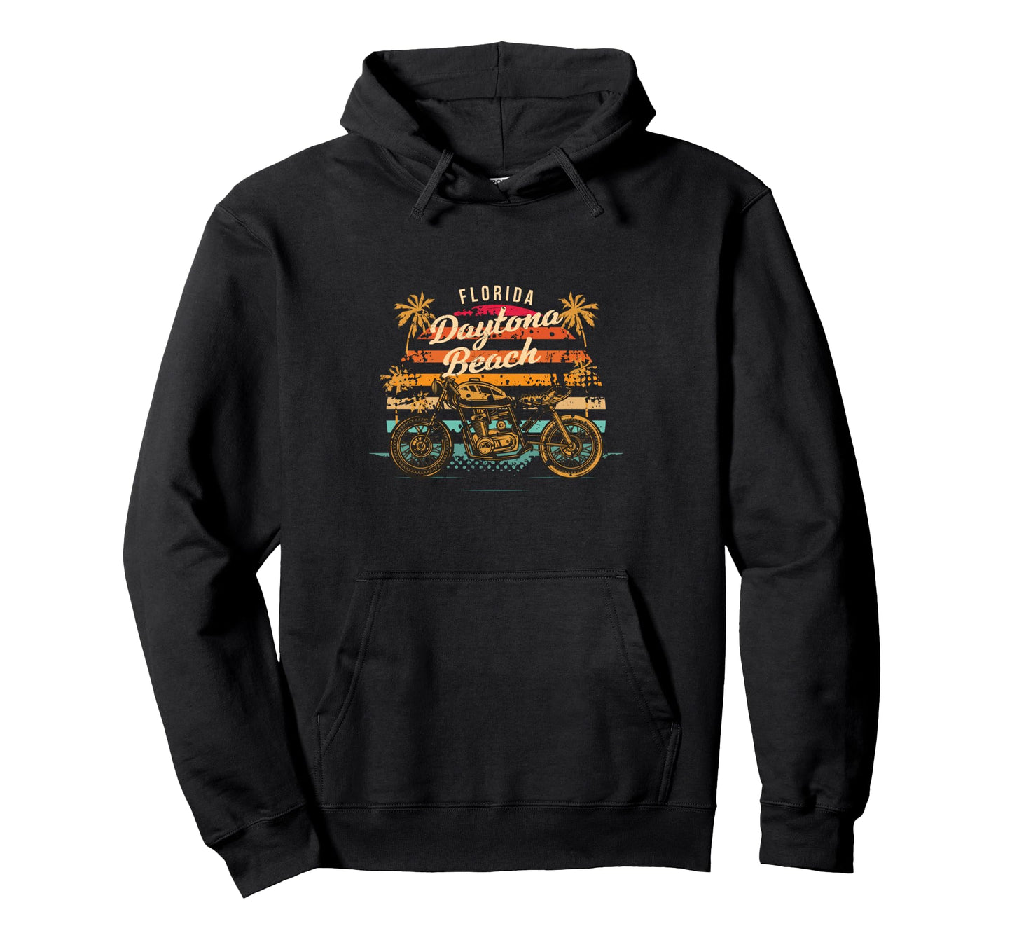Daytona Beach Florida Motorcycle Sunset Hoodie - Unique Graphic for Adults - T-Shirt, Sweatshirt, Hoodie