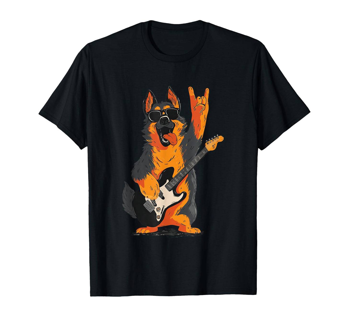 Funny Rock Dog German Shepherd Music Lover T-Shirt - Graphic Print Unisex - T-Shirt, Sweatshirt, Hoodie