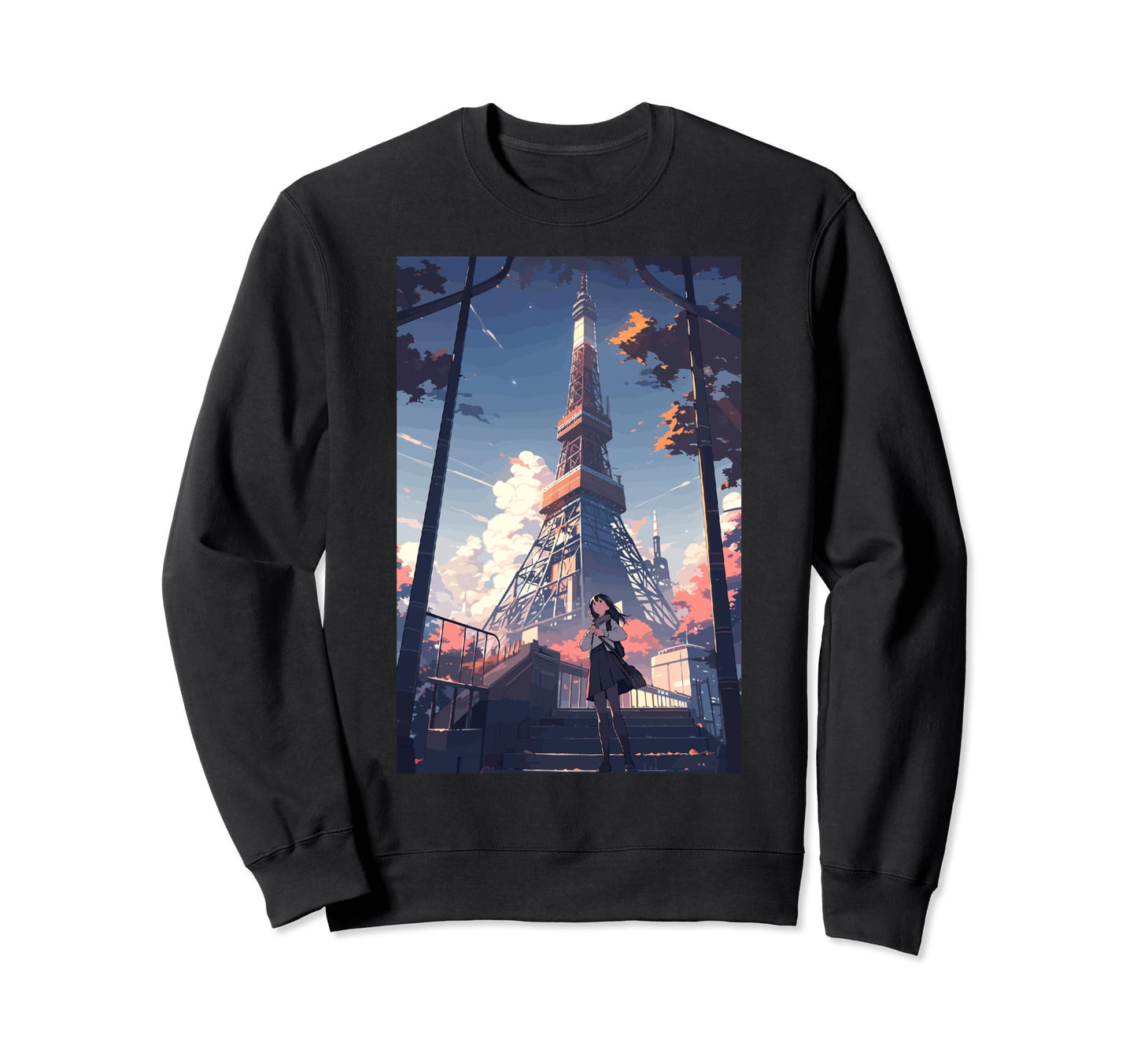 Tokyo Tower Aesthetic Vaporwave Sweatshirt - Unique Graphic for Adults - T-Shirt, Sweatshirt, Hoodie