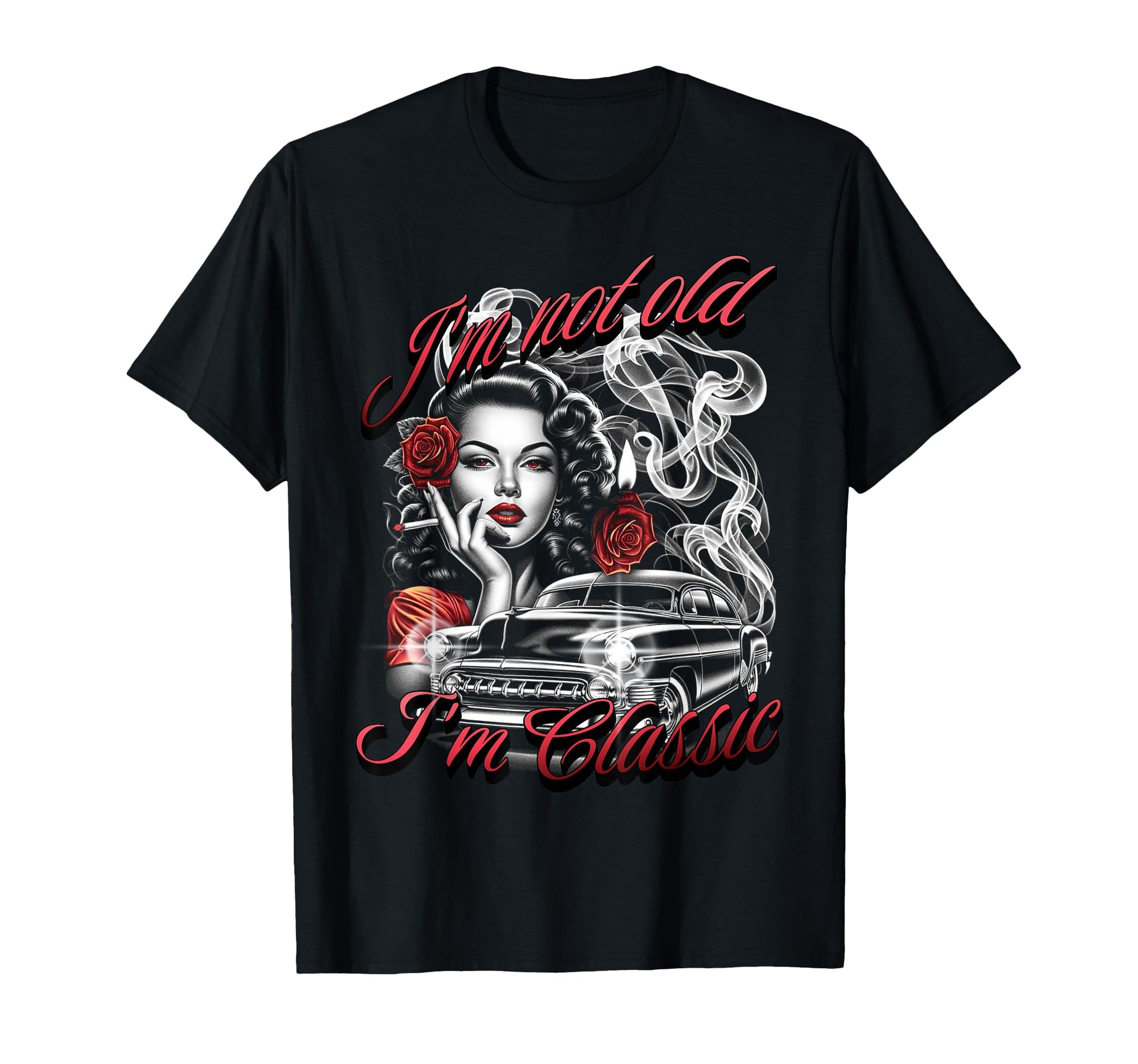 Im Not Old Im Pinup Car Fathers Day T-Shirt - Minimalist Print for Adults - T-Shirt, Sweatshirt, Hoodie