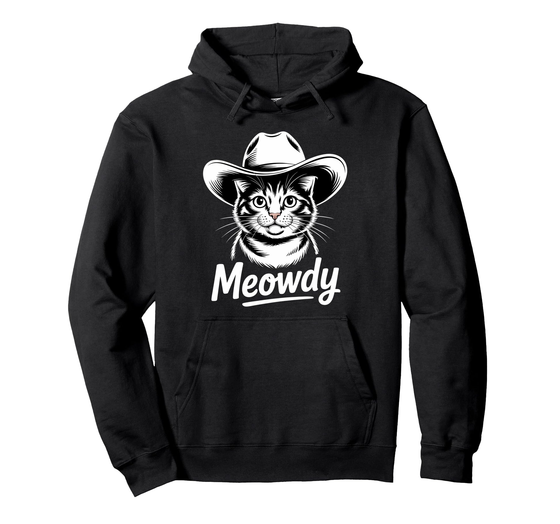 Meowdy Cat Western Country Funny Cowboy Hoodie - Custom Art Print Unisex - T-Shirt, Sweatshirt, Hoodie