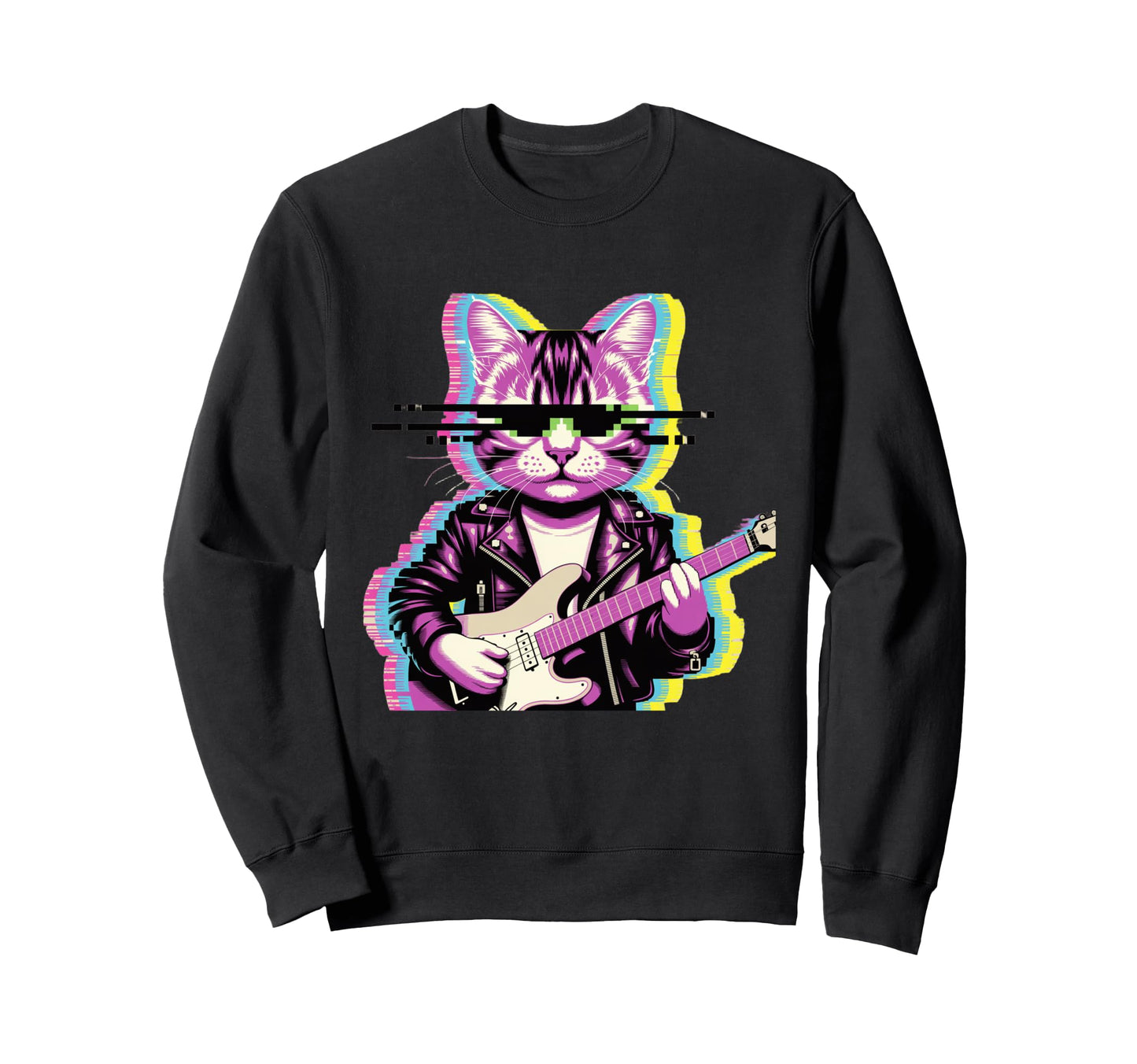 Japanese Vaporwave Cat Playing Sweatshirt - Novelty Apparel for Adults - T-Shirt, Sweatshirt, Hoodie