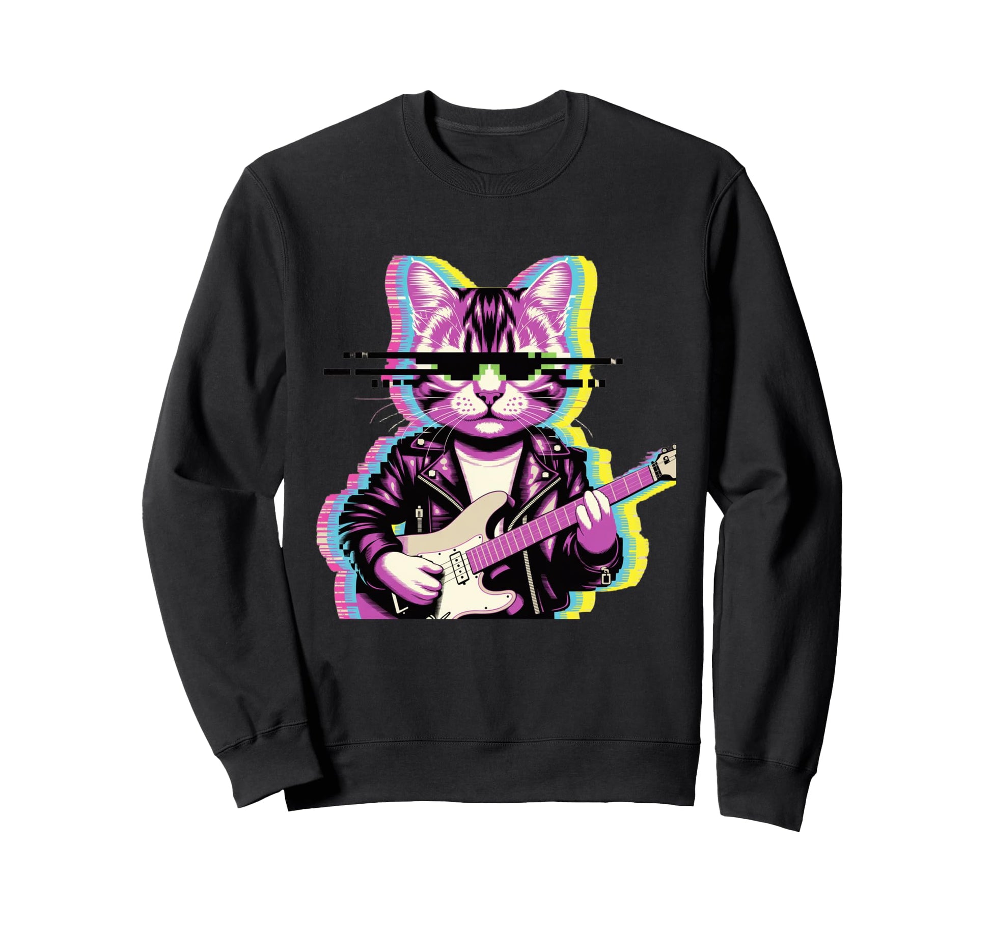 Japanese Vaporwave Cat Playing Sweatshirt - Novelty Apparel for Adults - T-Shirt, Sweatshirt, Hoodie