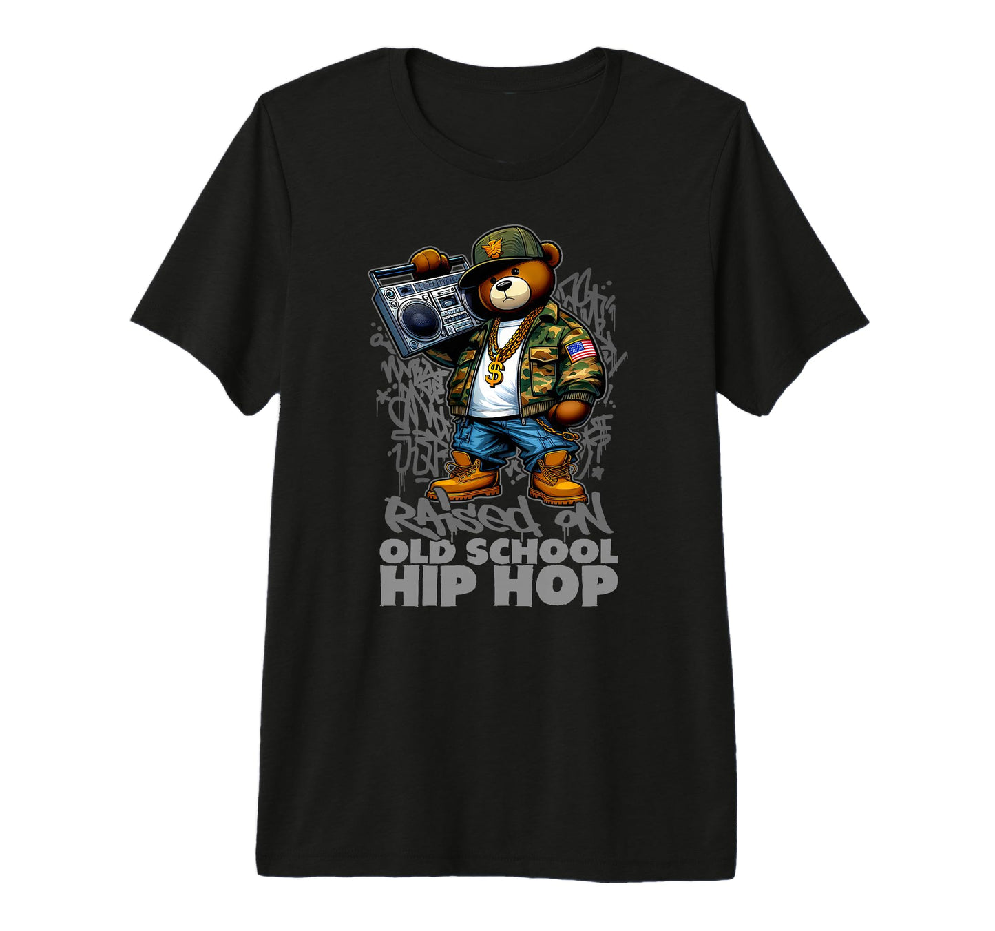 Raised Old School Hip Hop Teddy T-Shirt - Fun Novelty Design Men Women - T-Shirt, Sweatshirt, Hoodie