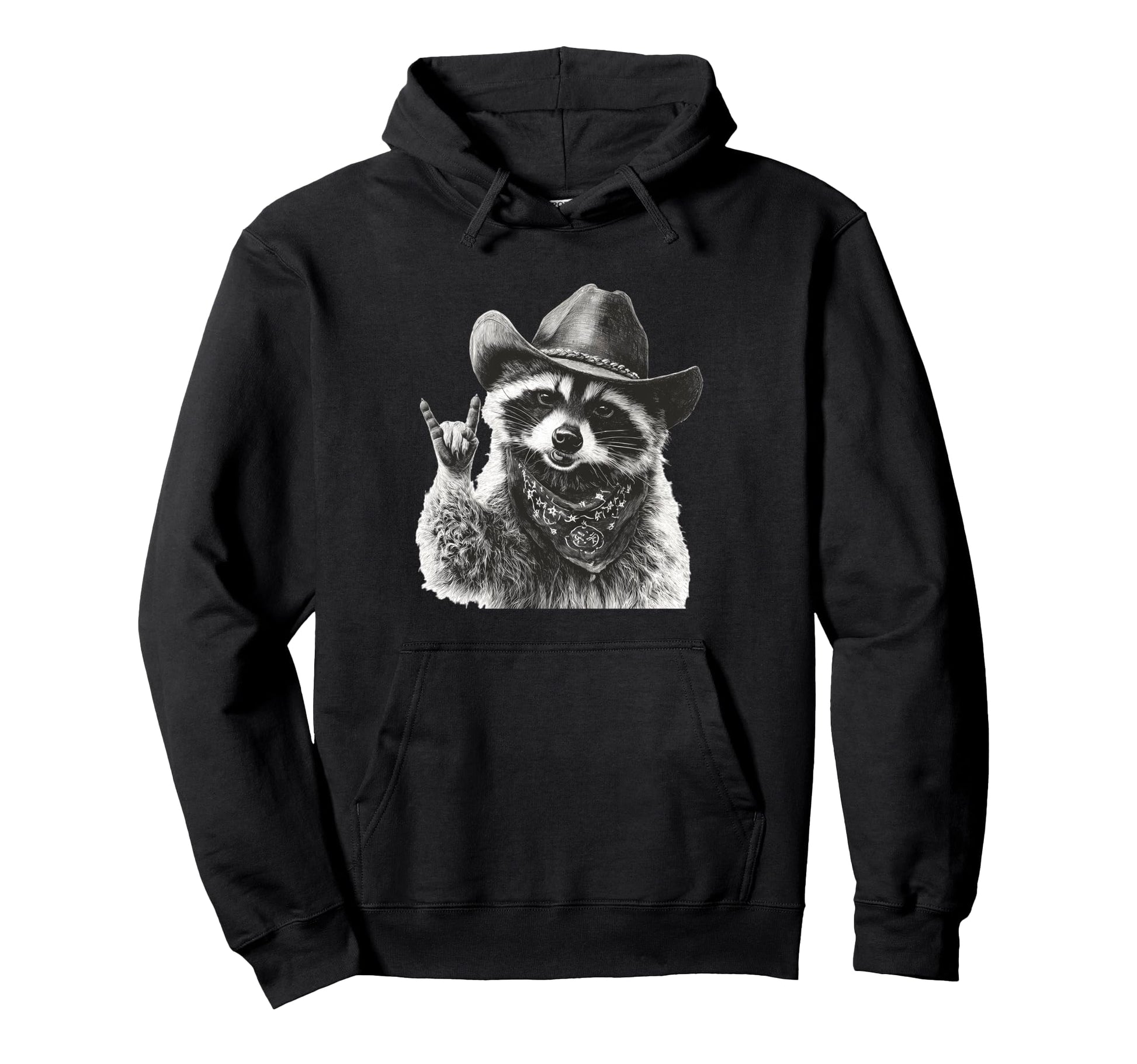 Raccoon Cowboy Rodeo Cowgirl Western Hoodie - Minimalist Print Unisex - T-Shirt, Sweatshirt, Hoodie