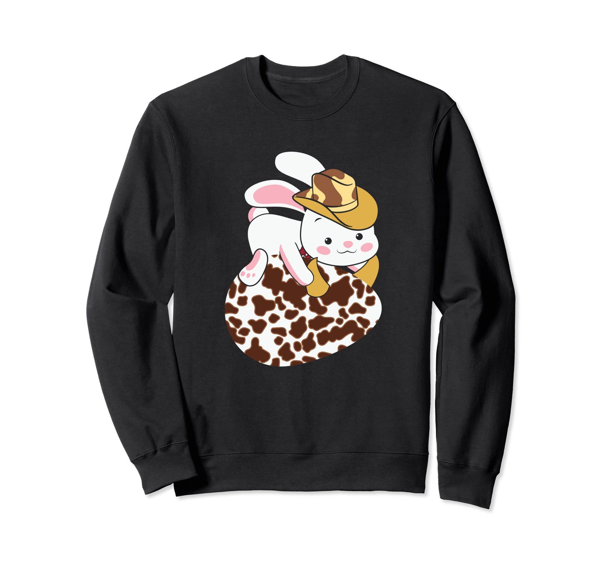 Easter Western Rabbit Egg Cow Sweatshirt - Casual Everyday Wear for Adults - T-Shirt, Sweatshirt, Hoodie