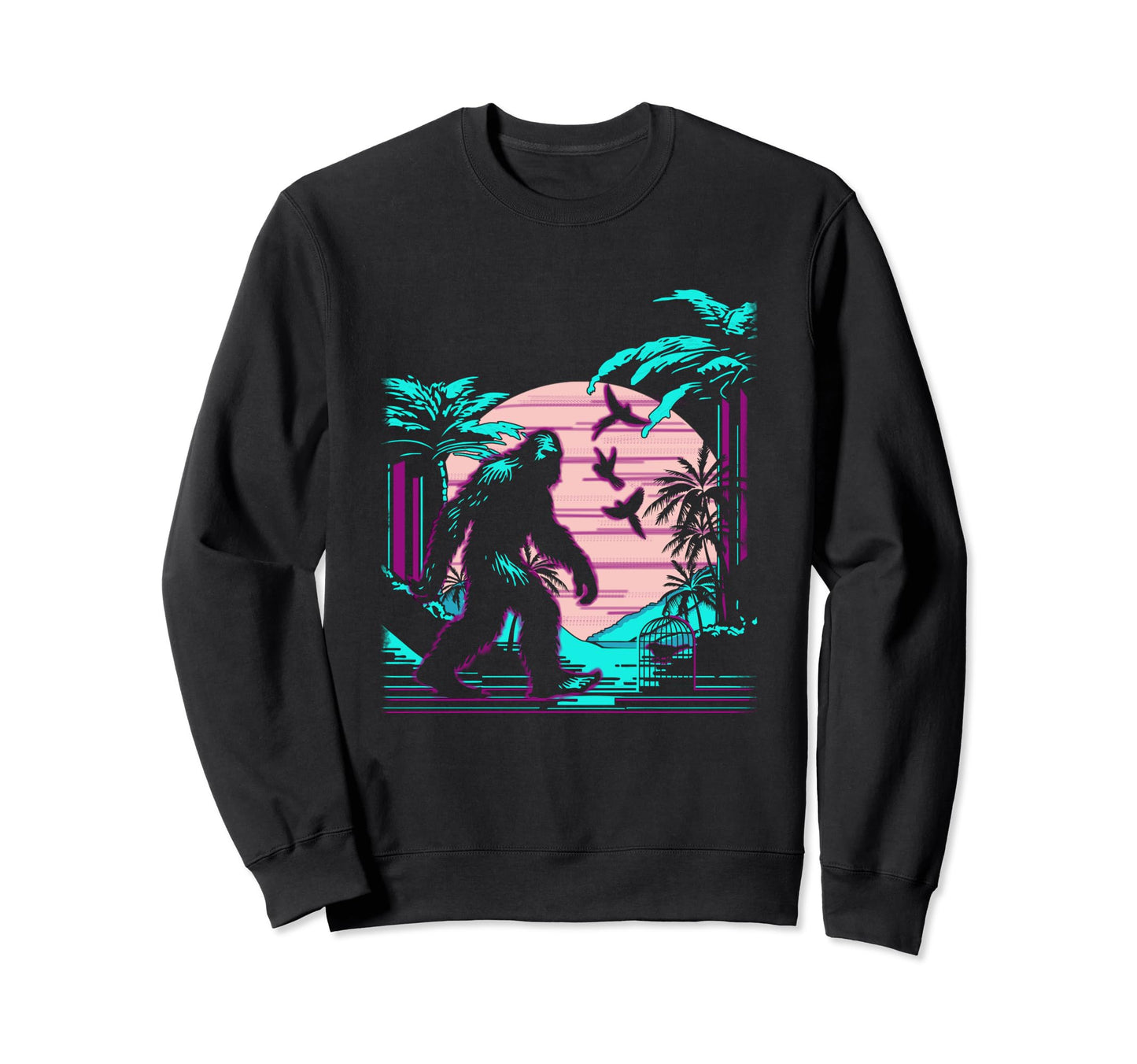 Bigfoot Vaporwave Aesthetic Sweatshirt - Casual Everyday Wear for Adults - T-Shirt, Sweatshirt, Hoodie