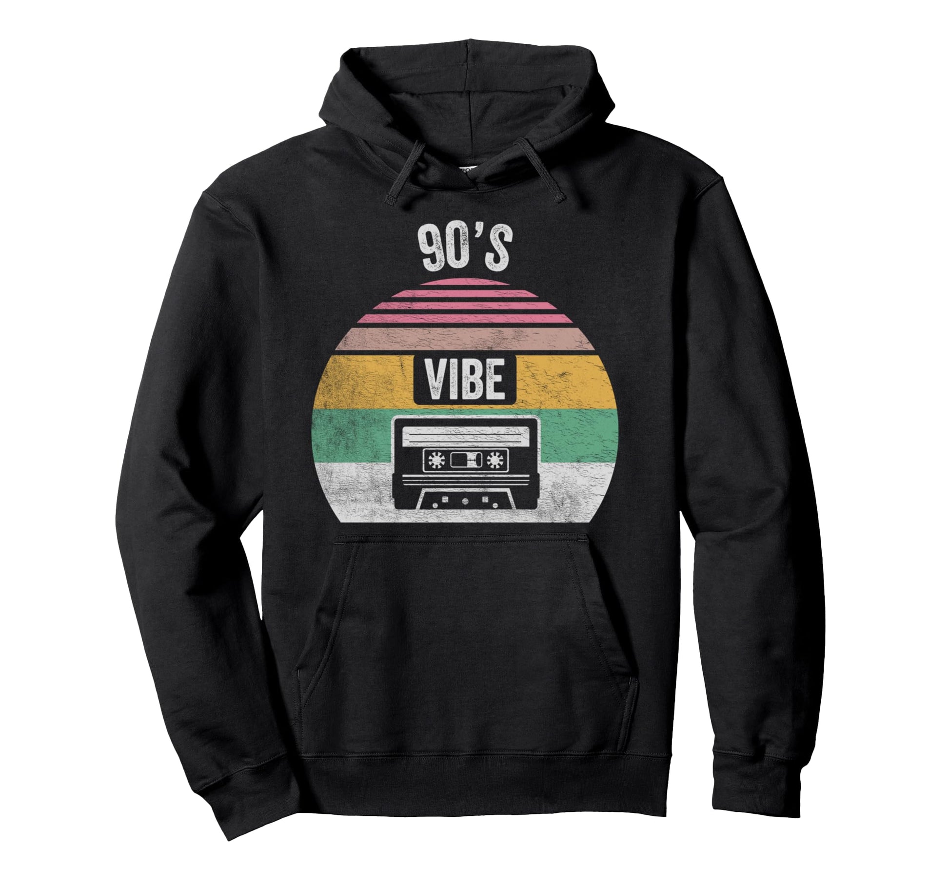 90S Vibe Cassette Rainbow Hoodie - Custom Art Print for Adults - T-Shirt, Sweatshirt, Hoodie