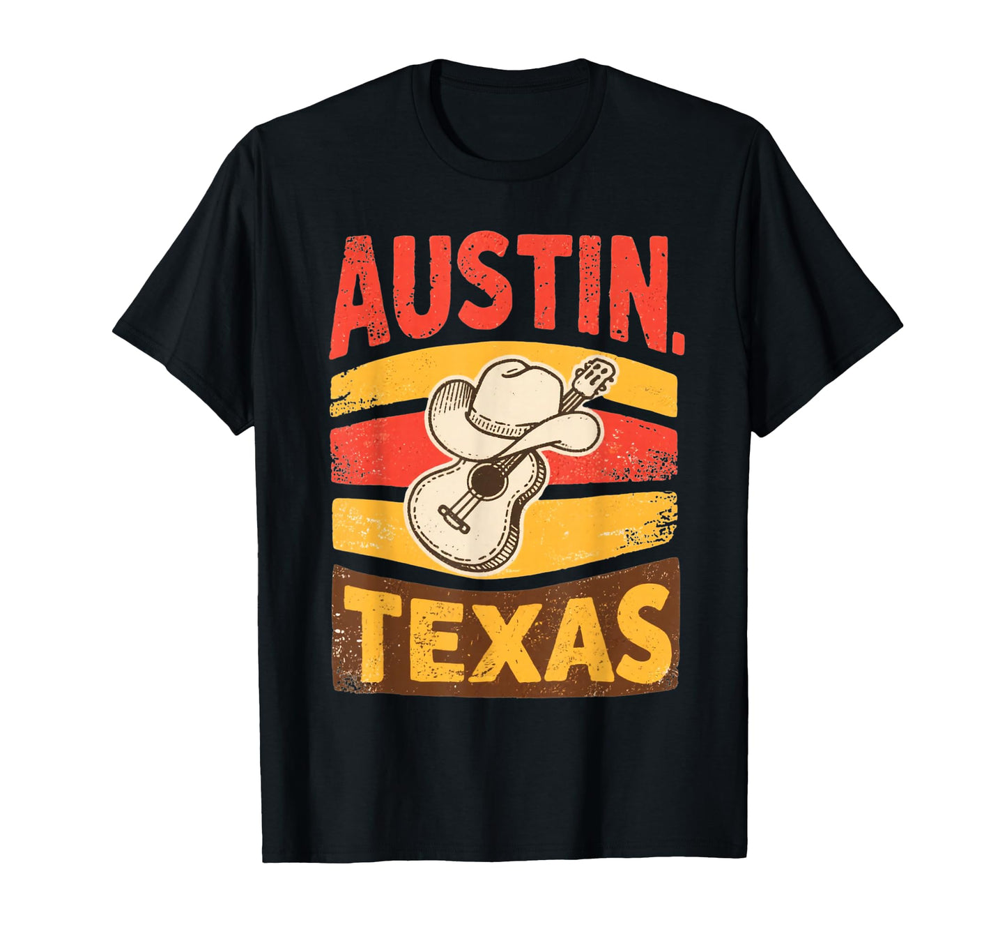 Austin Texas Cowboy Guitar Souvenir T-Shirt - Trendy Graphic Unisex - T-Shirt, Sweatshirt, Hoodie
