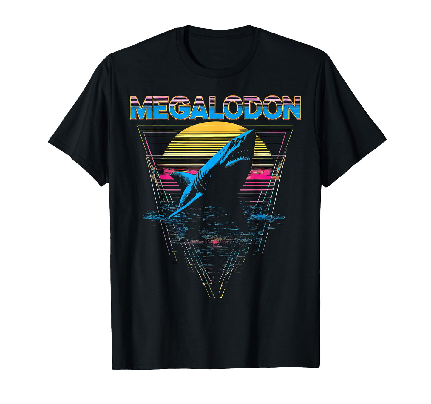 Megalodon Shark Ocean Vaporwave T-Shirt - Trendy Graphic Men Women - T-Shirt, Sweatshirt, Hoodie