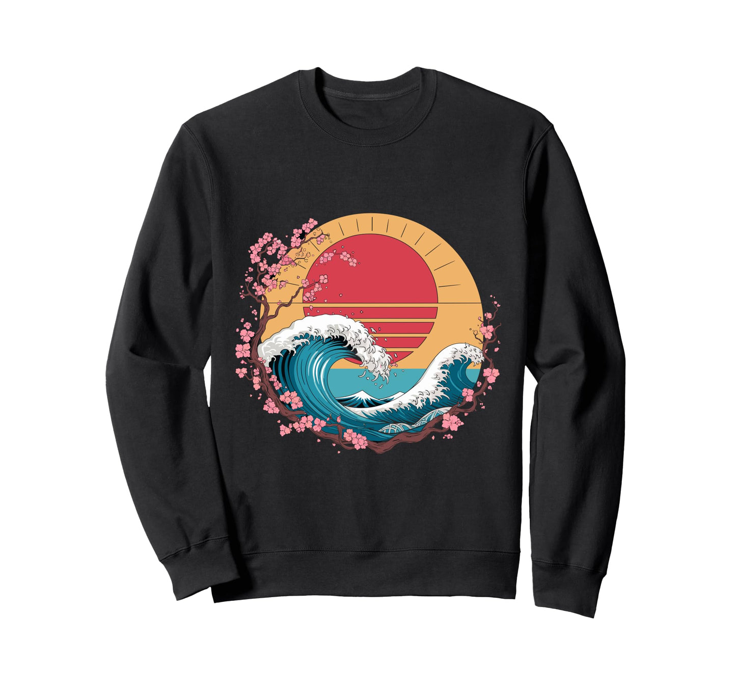Big Wave Vaporwave Aesthetic 80S Sweatshirt - Graphic Print Men Women - T-Shirt, Sweatshirt, Hoodie