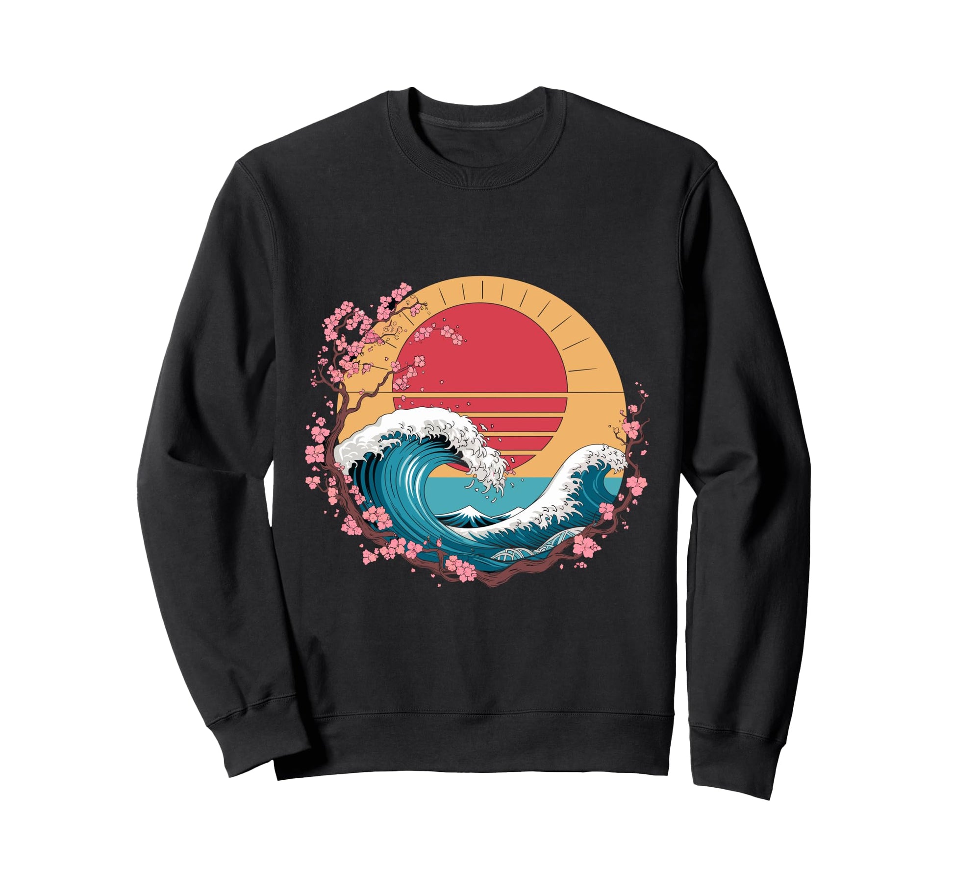 Big Wave Vaporwave Aesthetic 80S Sweatshirt - Graphic Print Men Women - T-Shirt, Sweatshirt, Hoodie