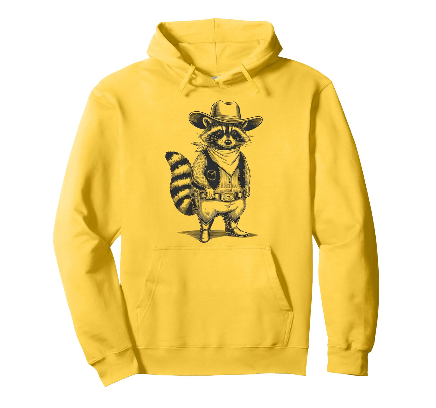 Raccoon Cowboy Cowgirl Funny Western Hoodie - Novelty Apparel for Adults - T-Shirt, Sweatshirt, Hoodie