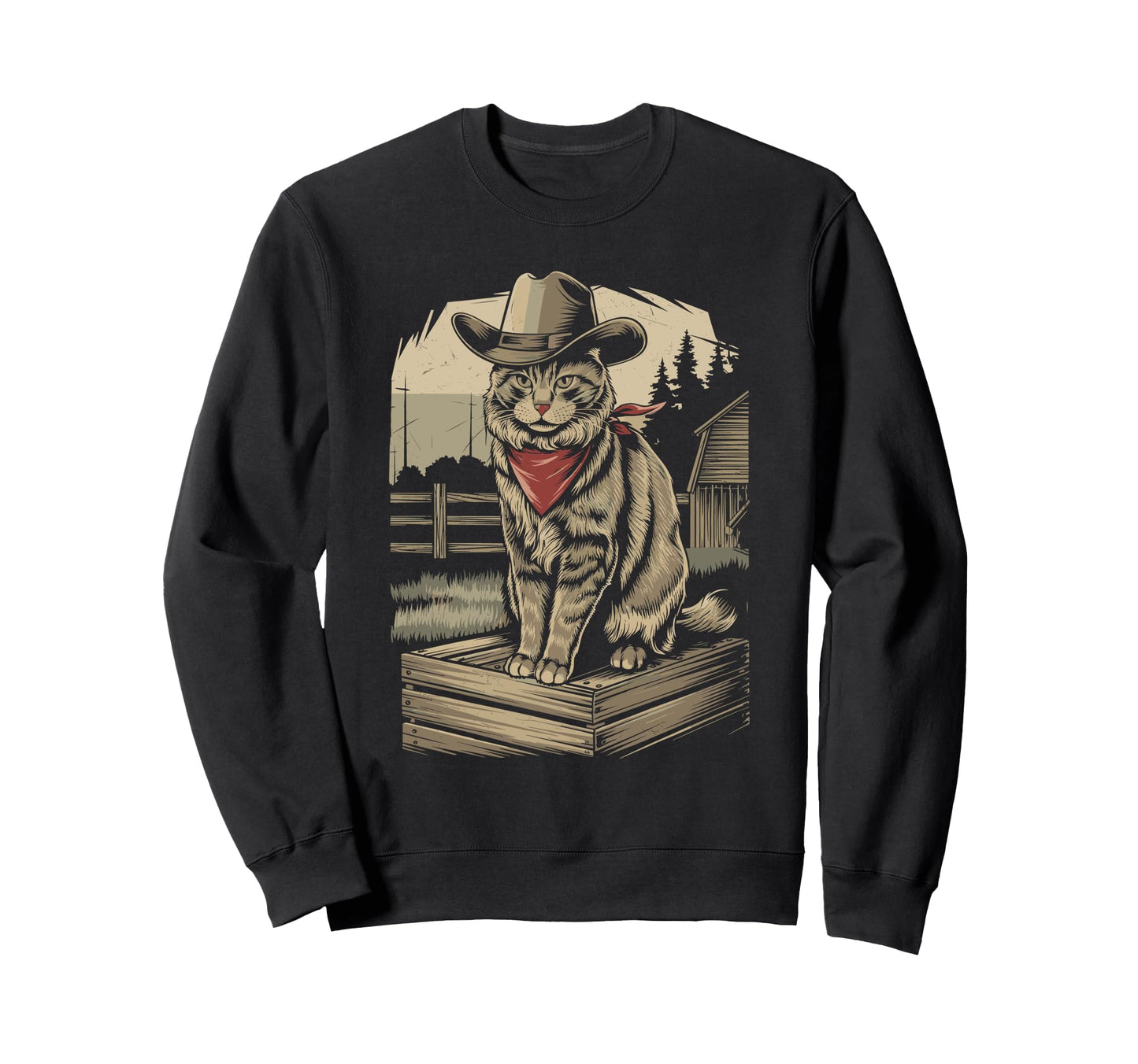 Meowdy Partner Funny Country Cat Sweatshirt - Graphic Print Men Women - T-Shirt, Sweatshirt, Hoodie