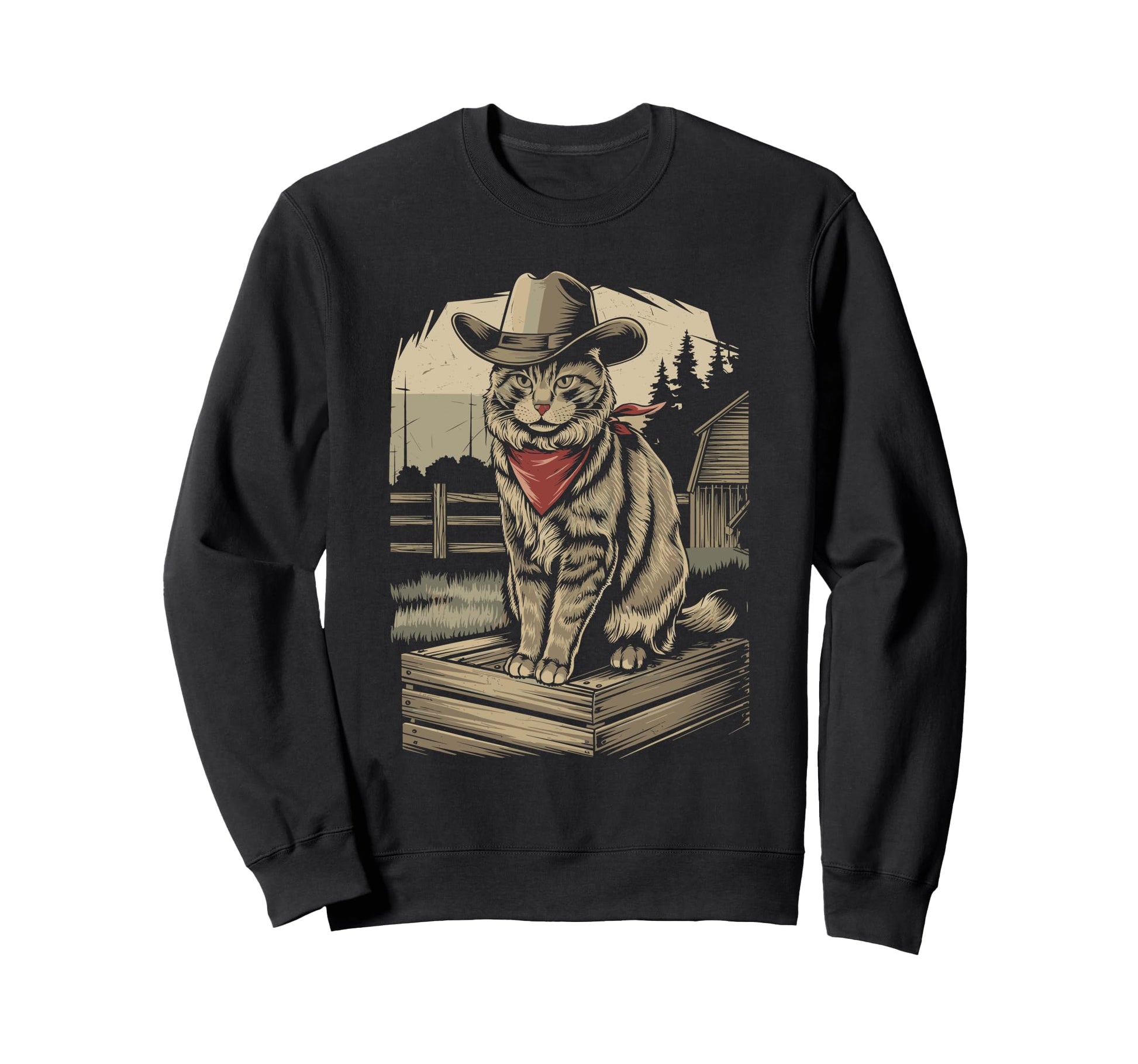 Meowdy Partner Funny Country Cat Sweatshirt - Graphic Print Men Women - T-Shirt, Sweatshirt, Hoodie