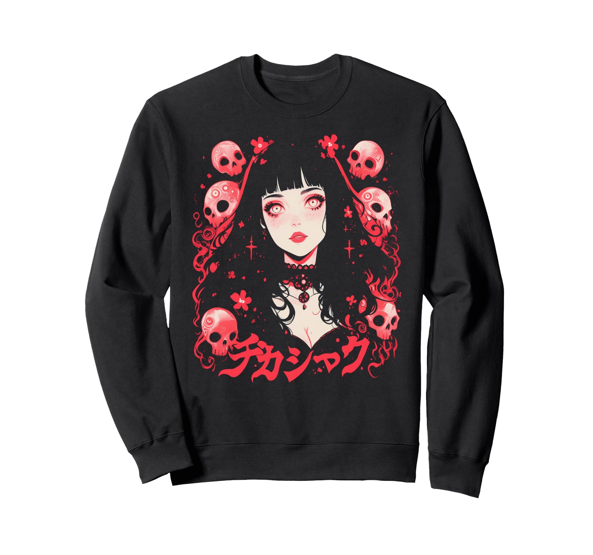 Goth Grunge Demon Anime Waifu Horror Sweatshirt - Aesthetic Graphic Unisex - T-Shirt, Sweatshirt, Hoodie