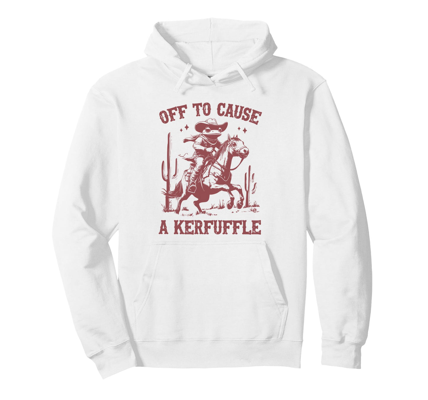 Off To Cause Kerfuffle Funny Cowboy Frog Hoodie - Trendy Graphic Unisex - T-Shirt, Sweatshirt, Hoodie