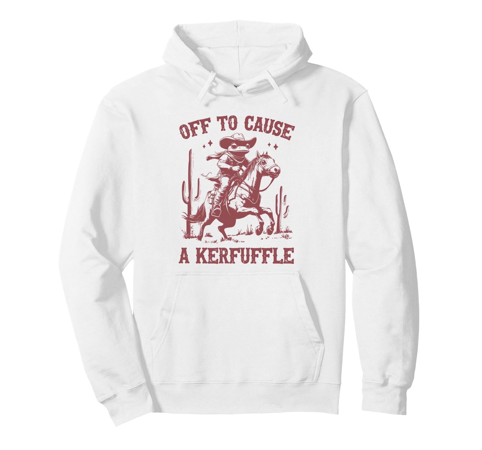Off To Cause Kerfuffle Funny Cowboy Frog Hoodie - Trendy Graphic Unisex - T-Shirt, Sweatshirt, Hoodie