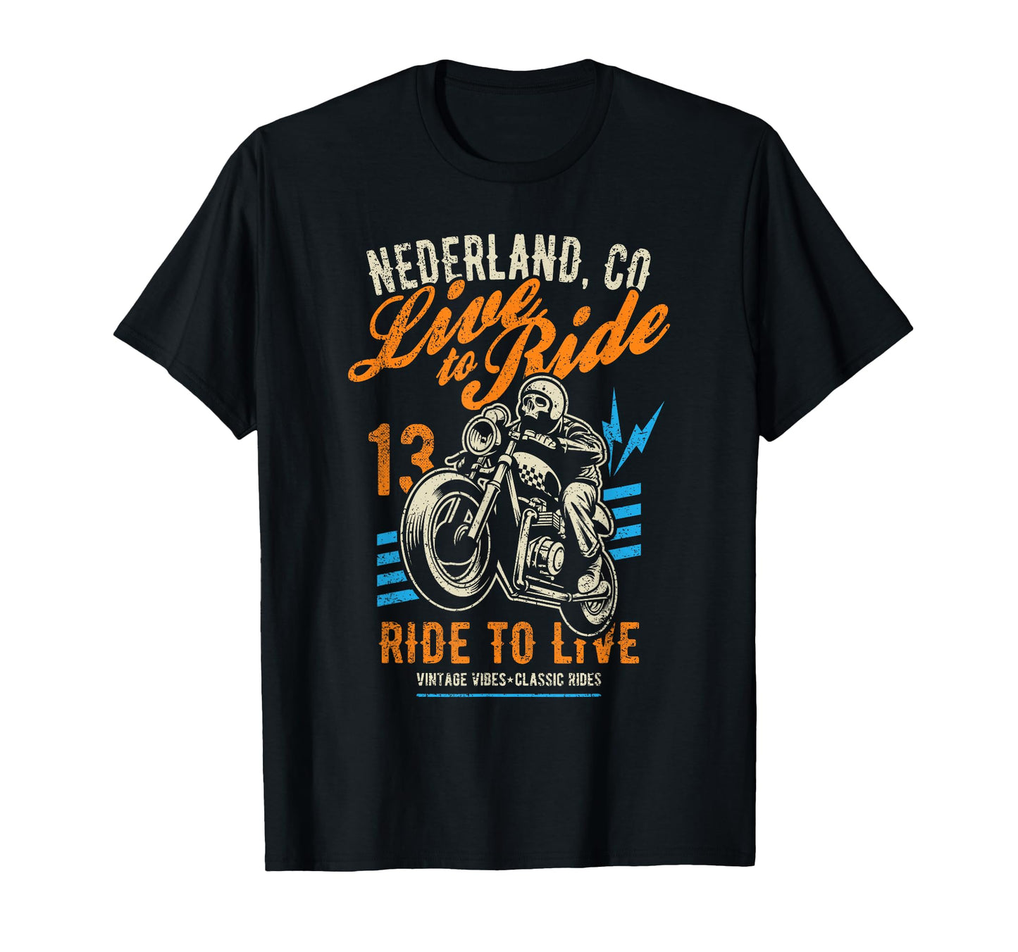 Nederland Colorado Motorcycle Skull T-Shirt - Unique Graphic for Adults - T-Shirt, Sweatshirt, Hoodie