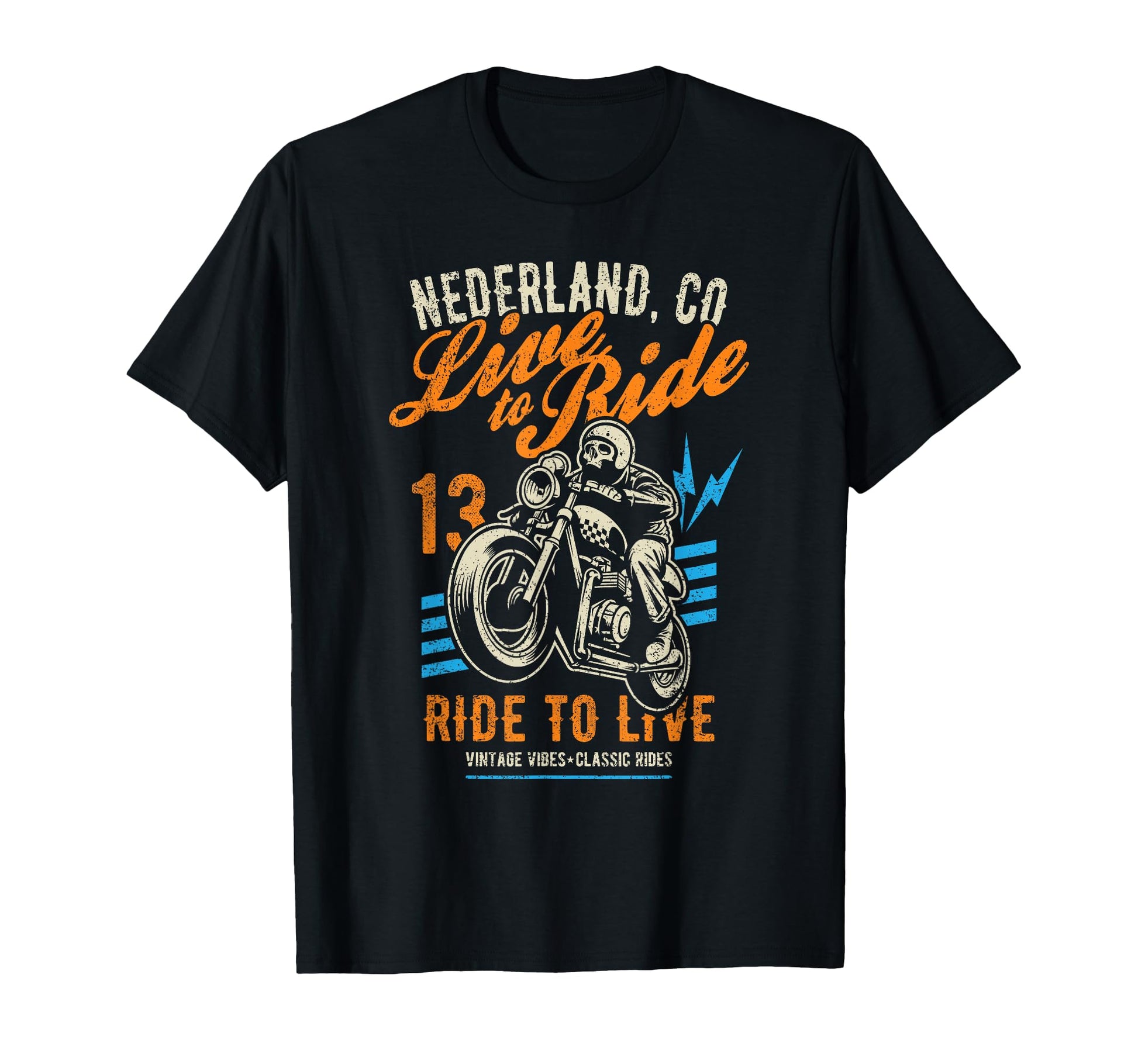 Nederland Colorado Motorcycle Skull T-Shirt - Unique Graphic for Adults - T-Shirt, Sweatshirt, Hoodie