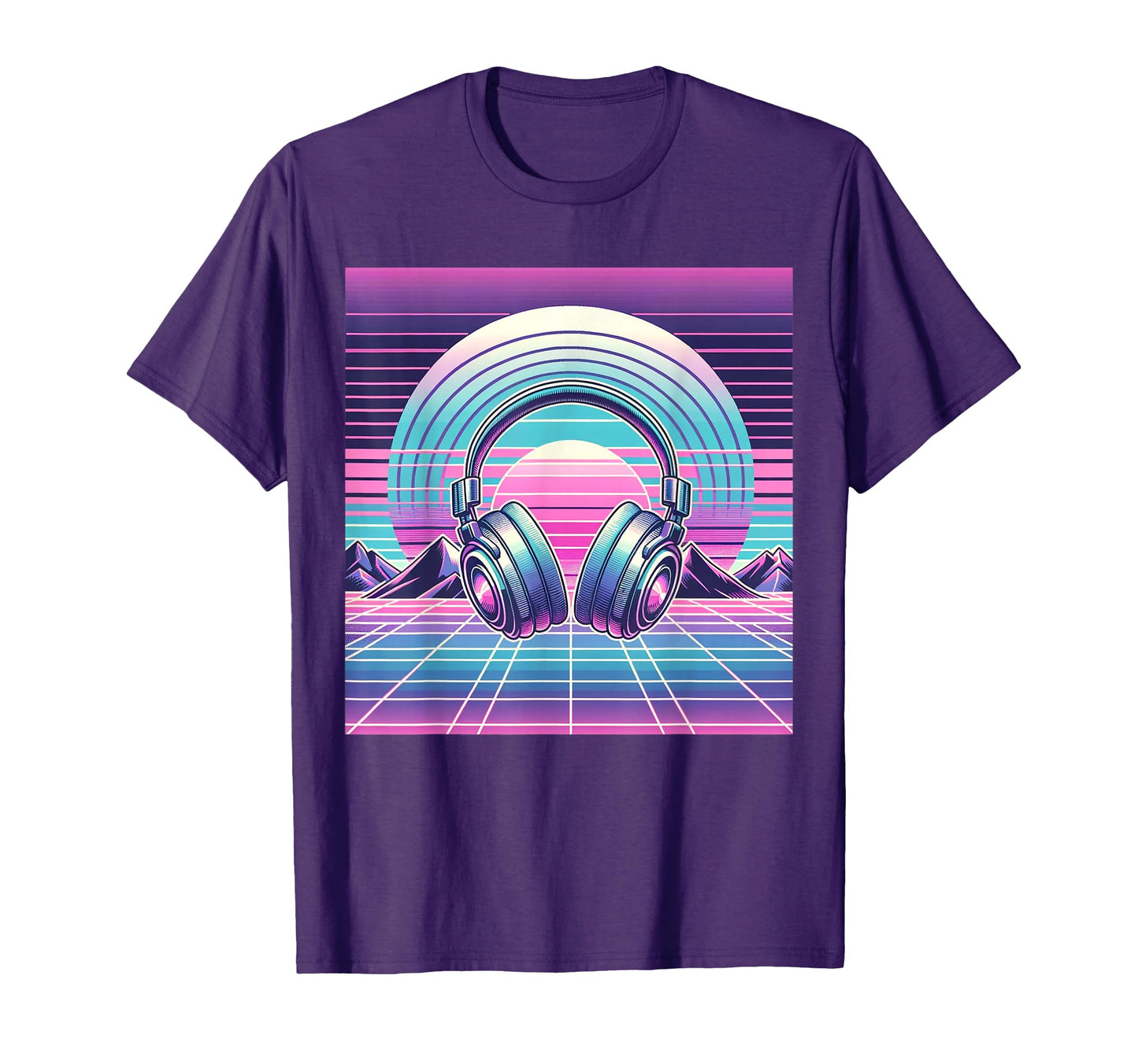 Headphone Vaporwave Vibes 80S Music T-Shirt - Graphic Print for Adults - T-Shirt, Sweatshirt, Hoodie