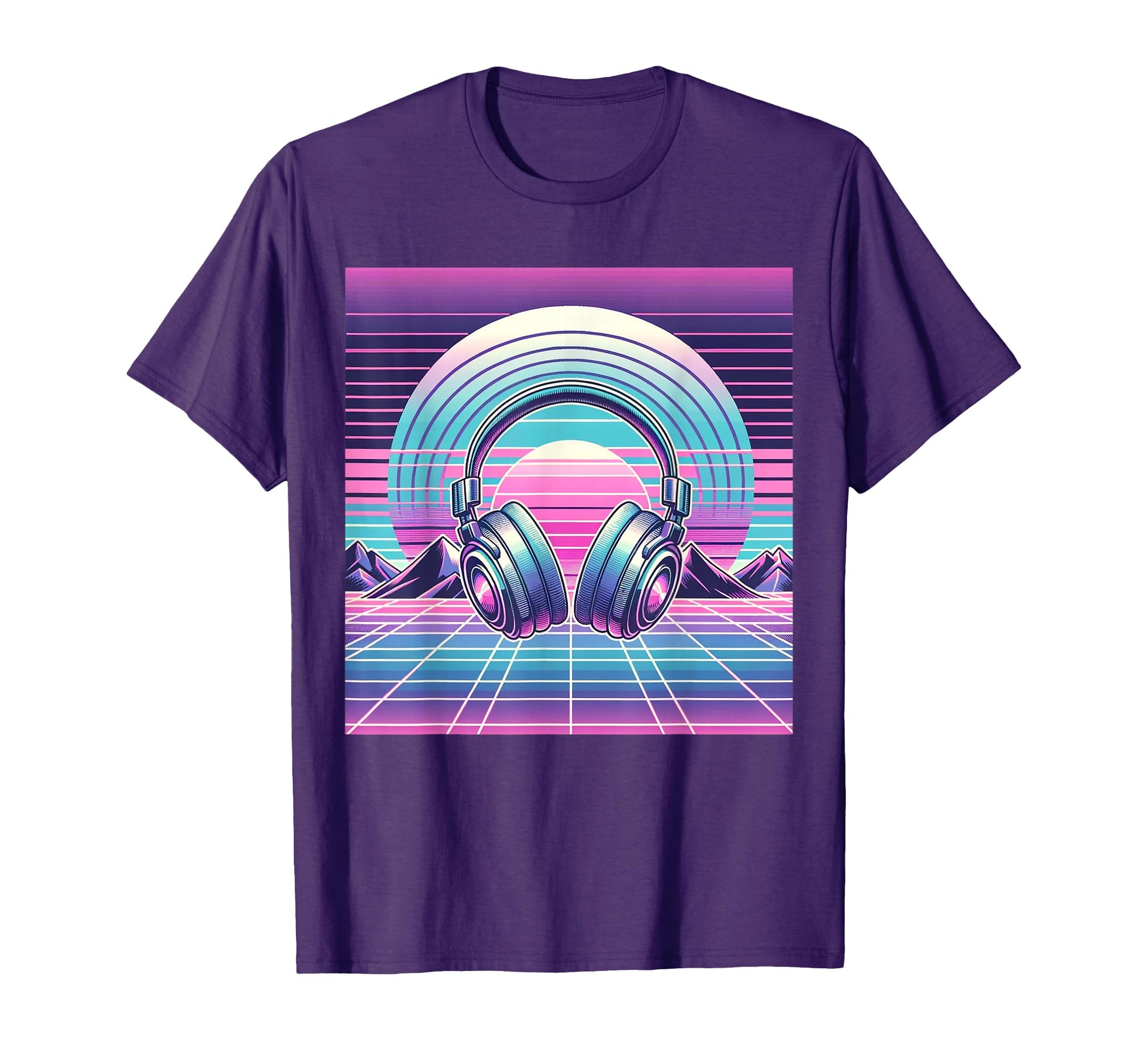 Headphone Vaporwave Vibes 80S Music T-Shirt - Graphic Print for Adults - T-Shirt, Sweatshirt, Hoodie