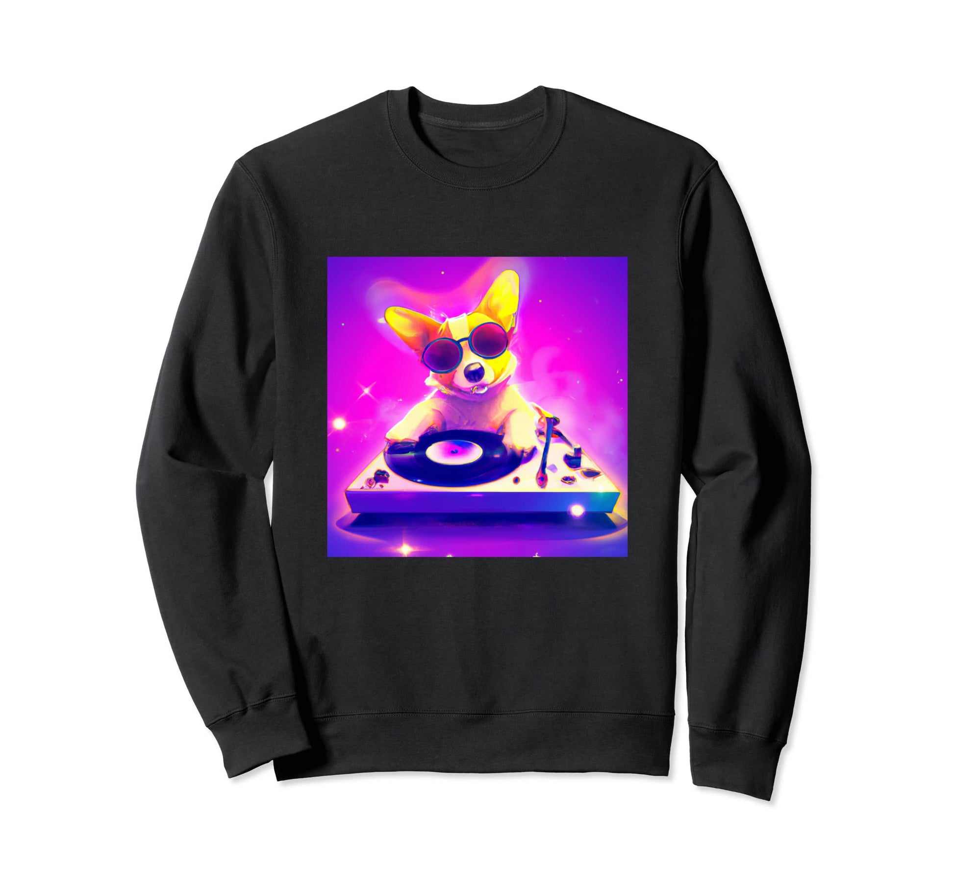Corgi Vaporwave Dj Dog Sweatshirt - Casual Everyday Wear for Adults - T-Shirt, Sweatshirt, Hoodie