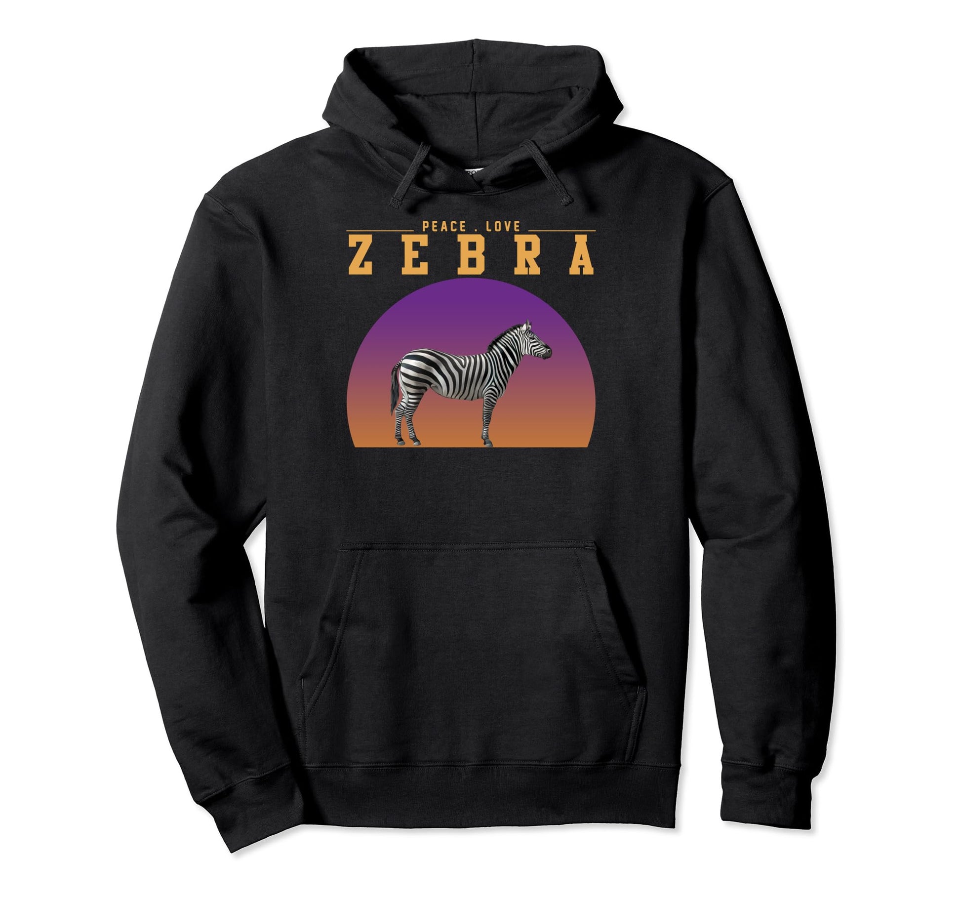 African Wild Animal Peace Love Zebra Hoodie - Novelty Apparel Unisex - T-Shirt, Sweatshirt, Hoodie