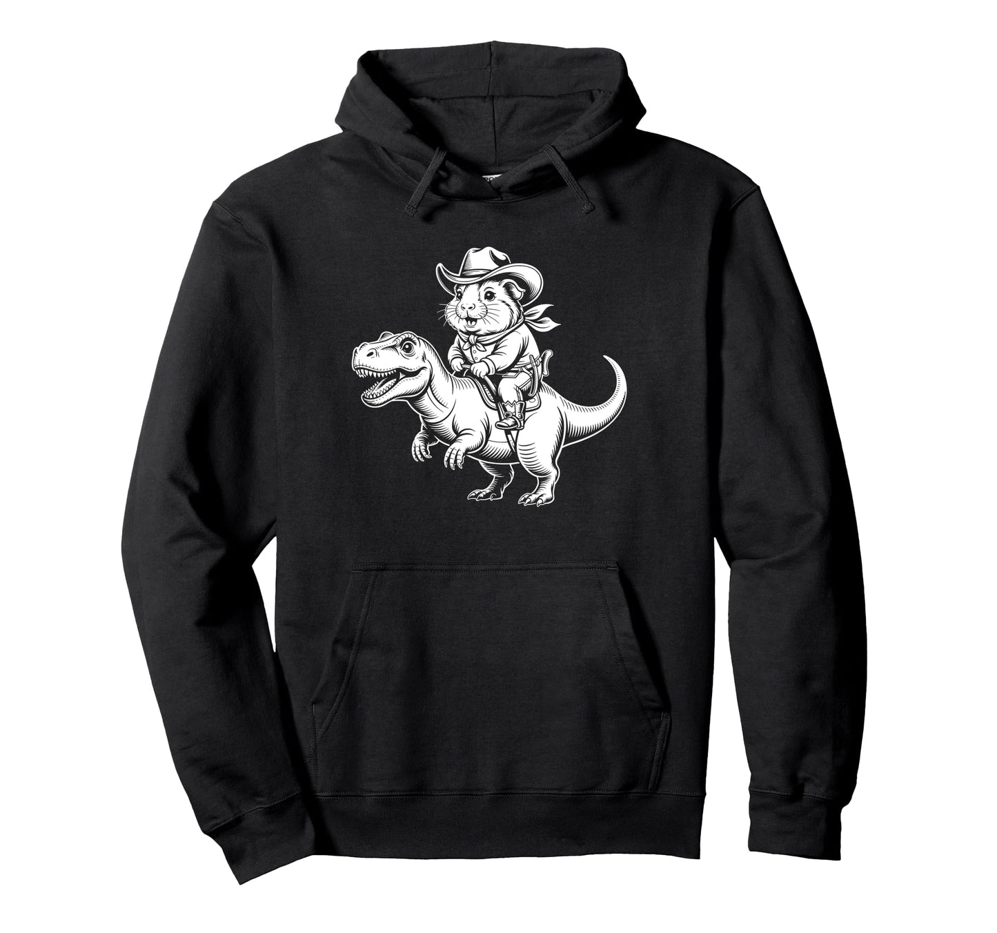 Guinea Pig Cowboy Dinosaur Hoodie - Fun Novelty Design Men Women - T-Shirt, Sweatshirt, Hoodie
