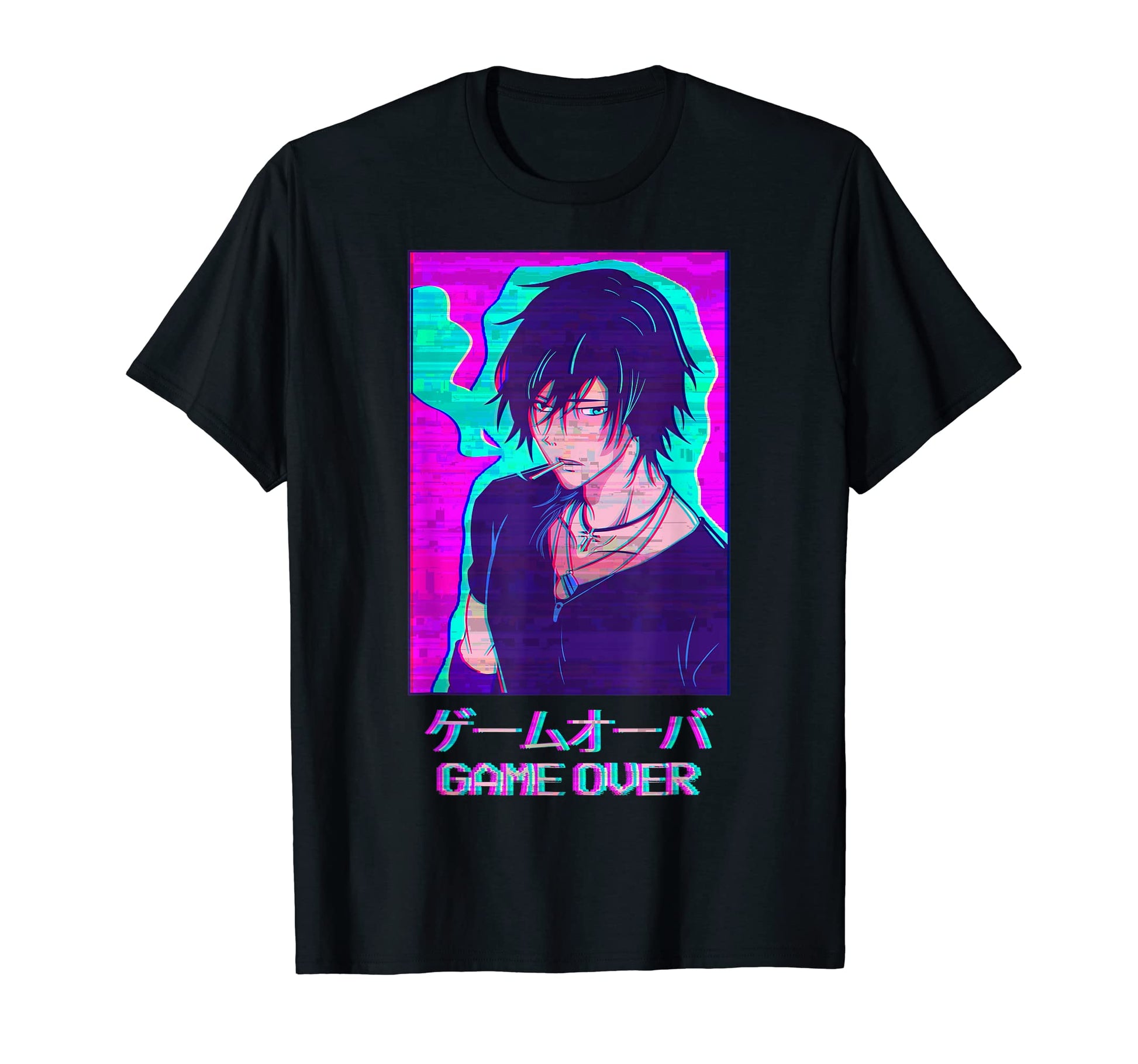 Emo Anime Game Over Japanese Vaporwave T-Shirt - Fun Novelty Design Unisex - T-Shirt, Sweatshirt, Hoodie
