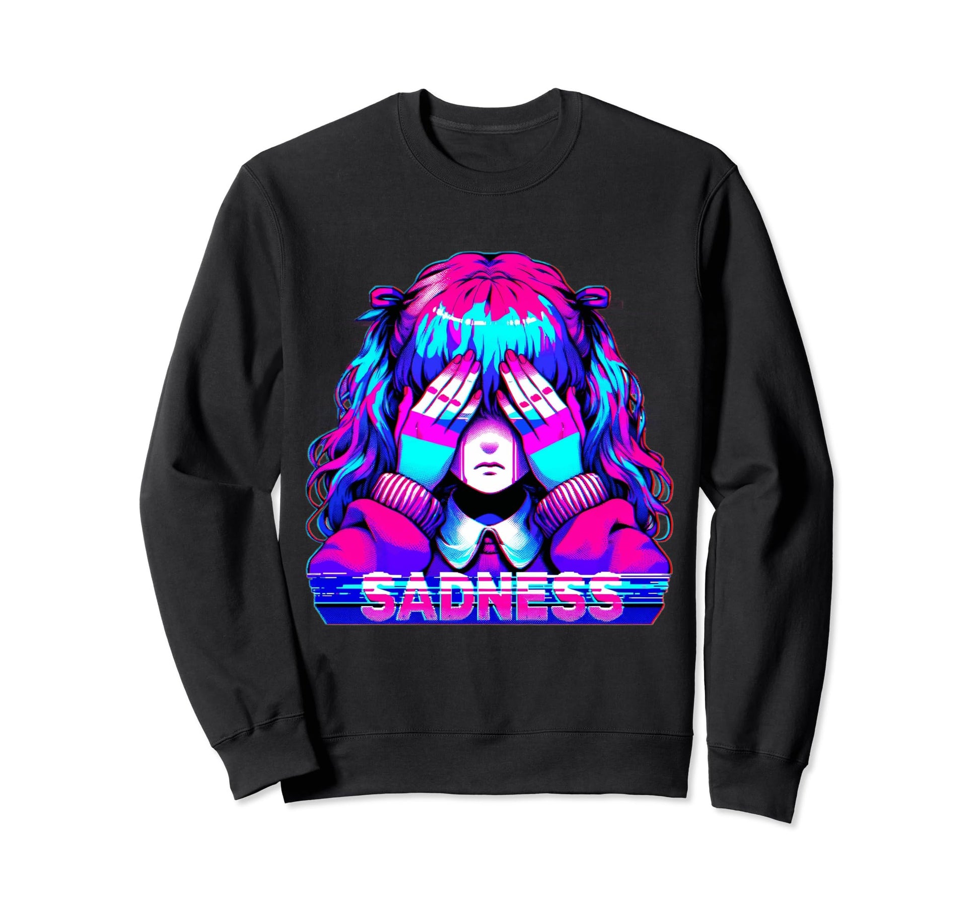 Vaporwave Aesthetic Sad Anime Sweatshirt - Streetwear Style for Adults - T-Shirt, Sweatshirt, Hoodie